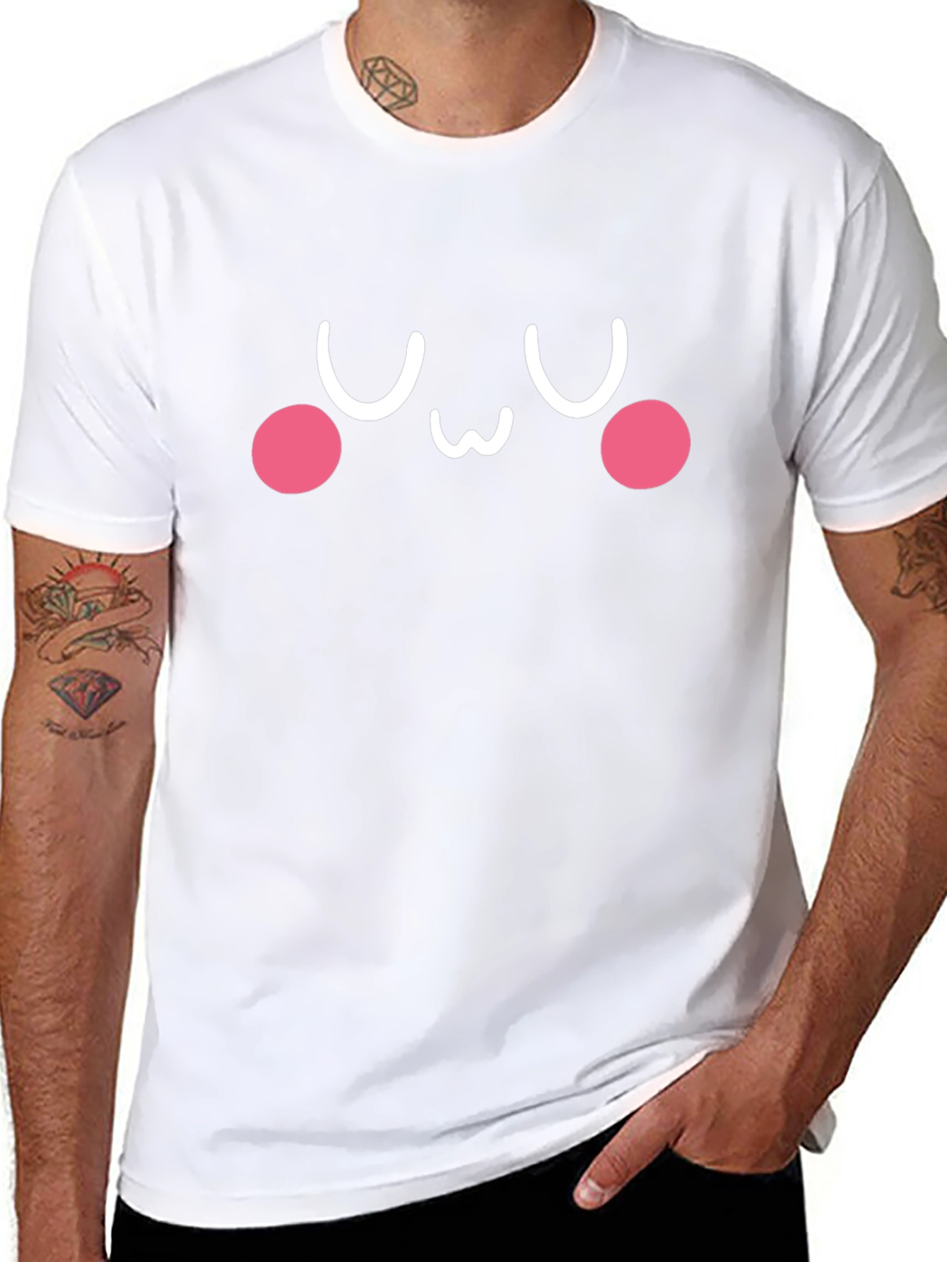 Cute Kawaii Face Black T-Shirt - Express Your Style!