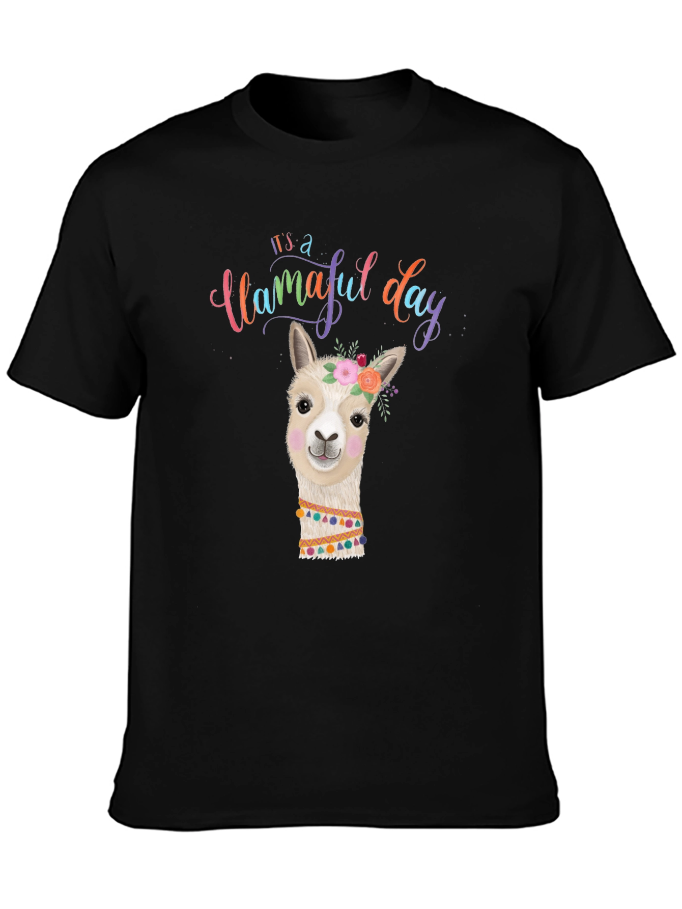 Llamaful Day Black Graphic Tee