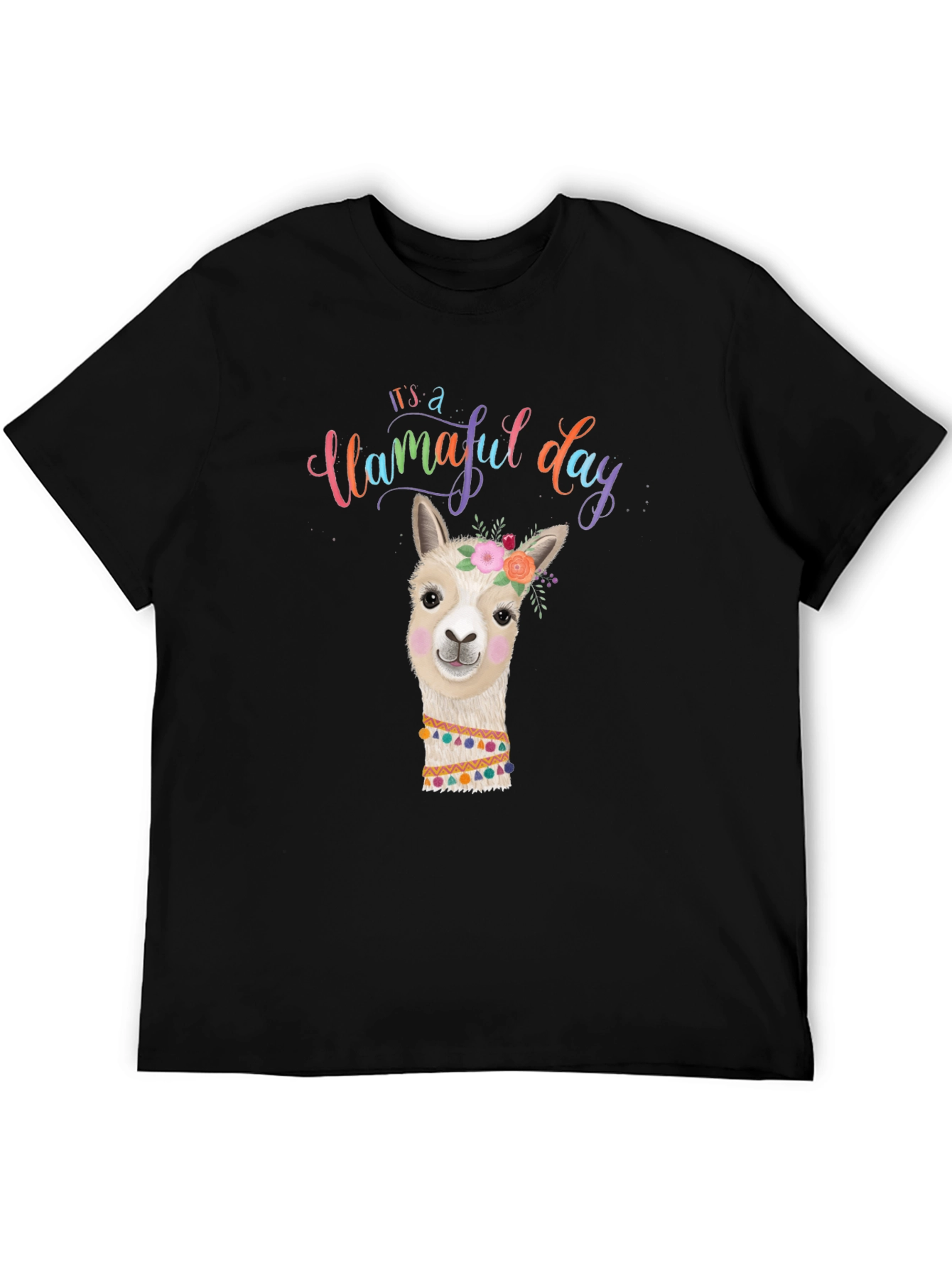 Llamaful Day Black Graphic Tee