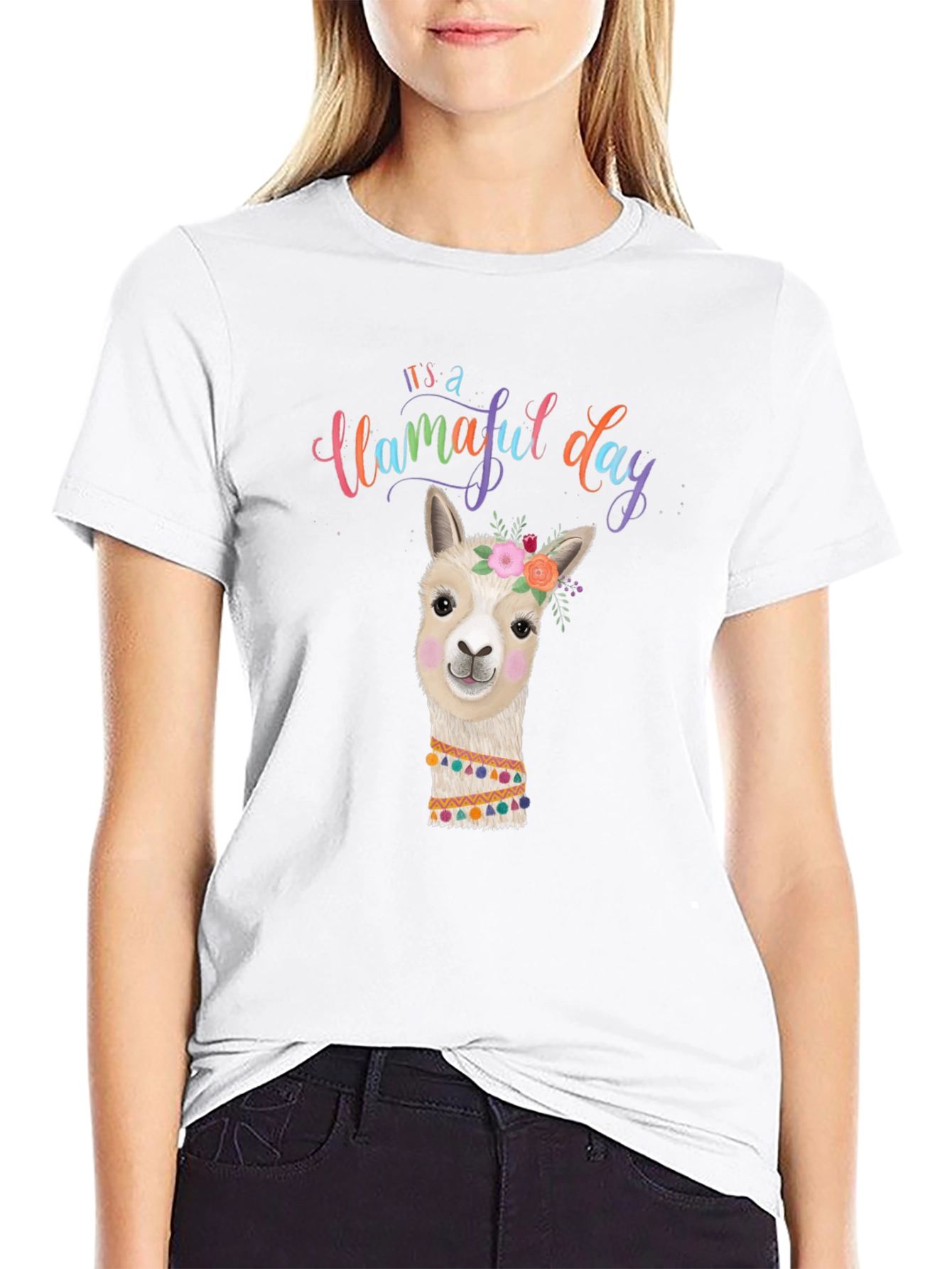Llamaful Day Black Graphic Tee