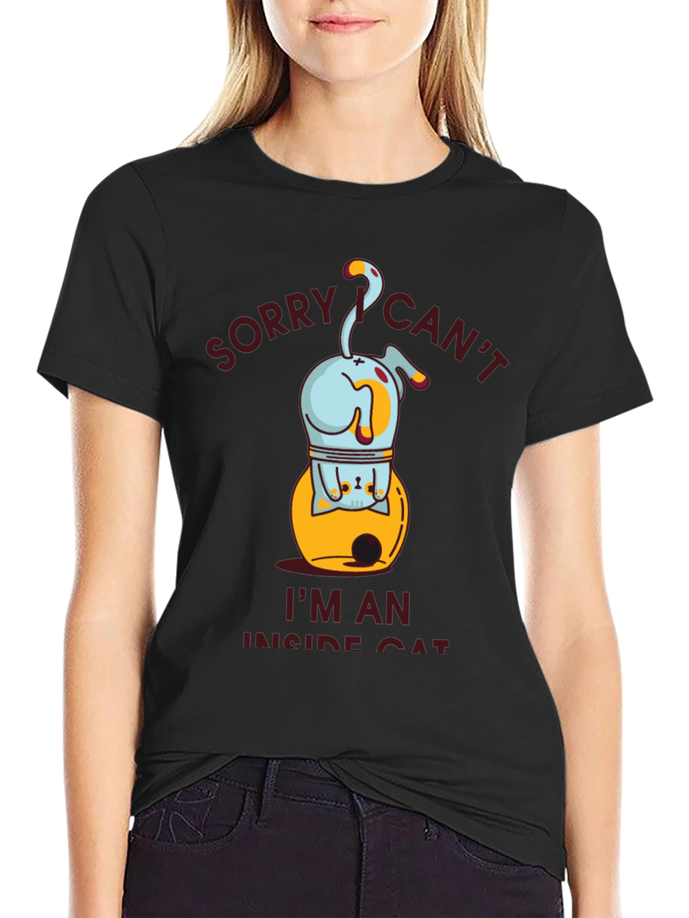 Funny Inside Cat Graphic T-Shirt