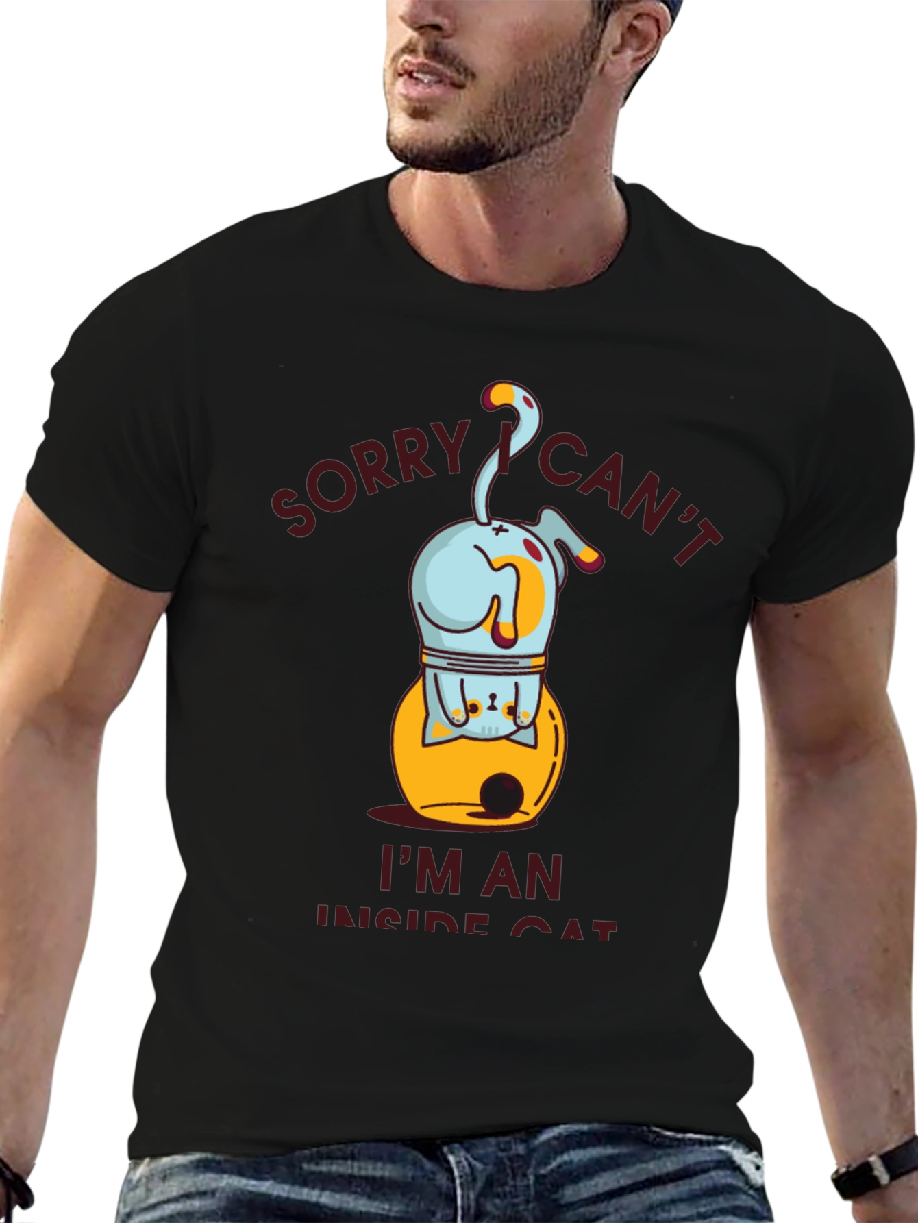 Funny Inside Cat Graphic T-Shirt