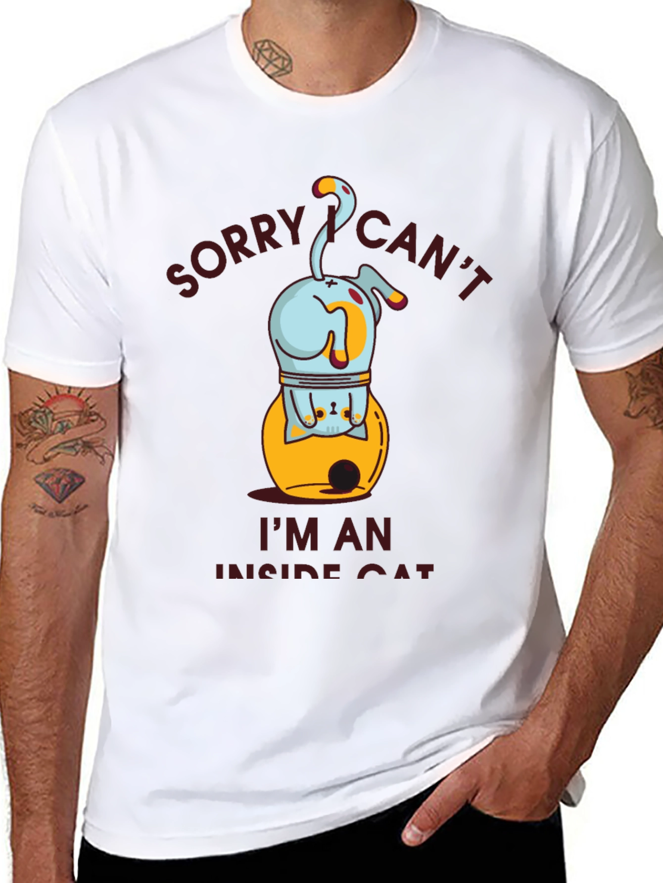 Funny Inside Cat Graphic T-Shirt