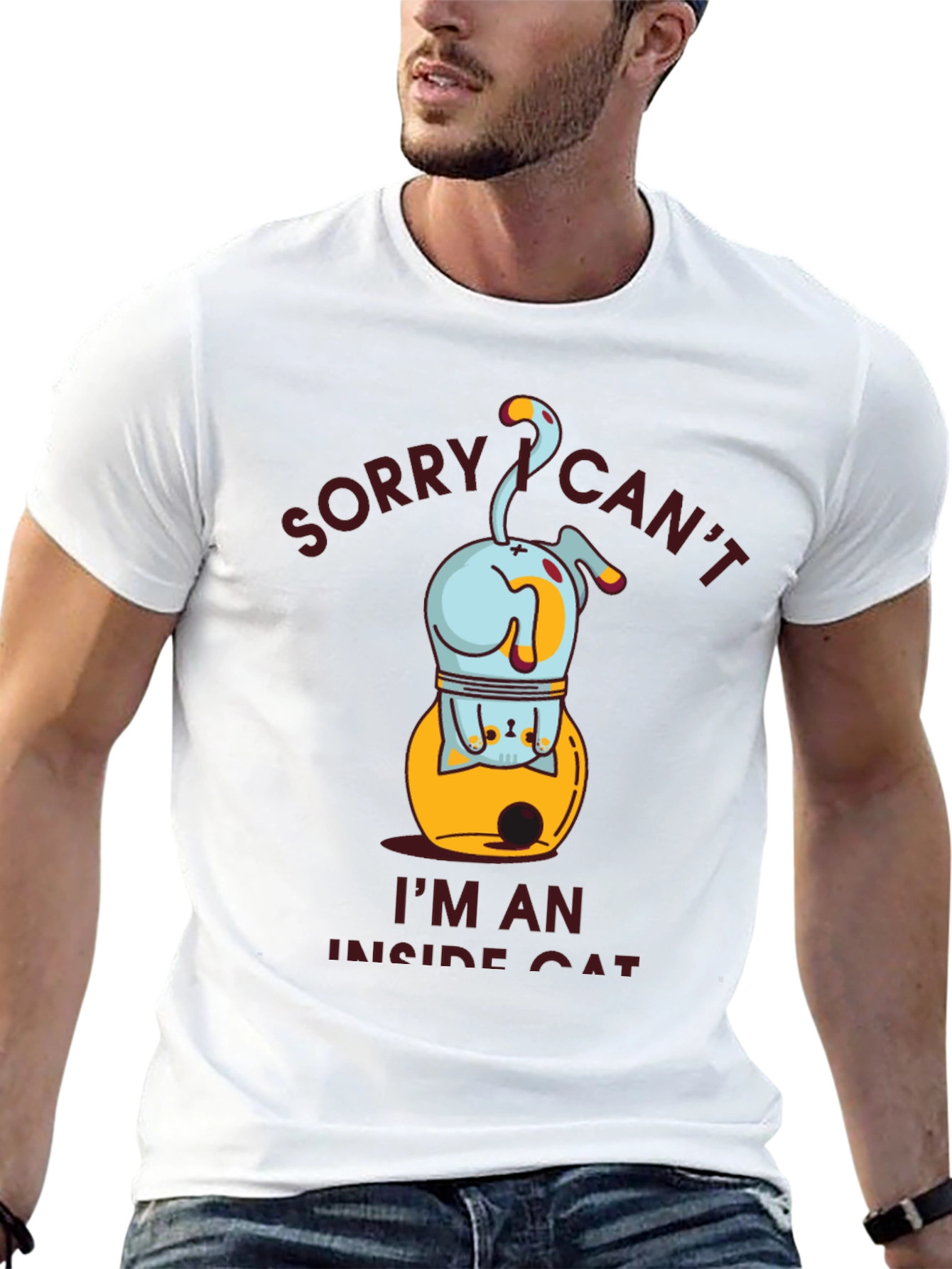 Funny Inside Cat Graphic T-Shirt