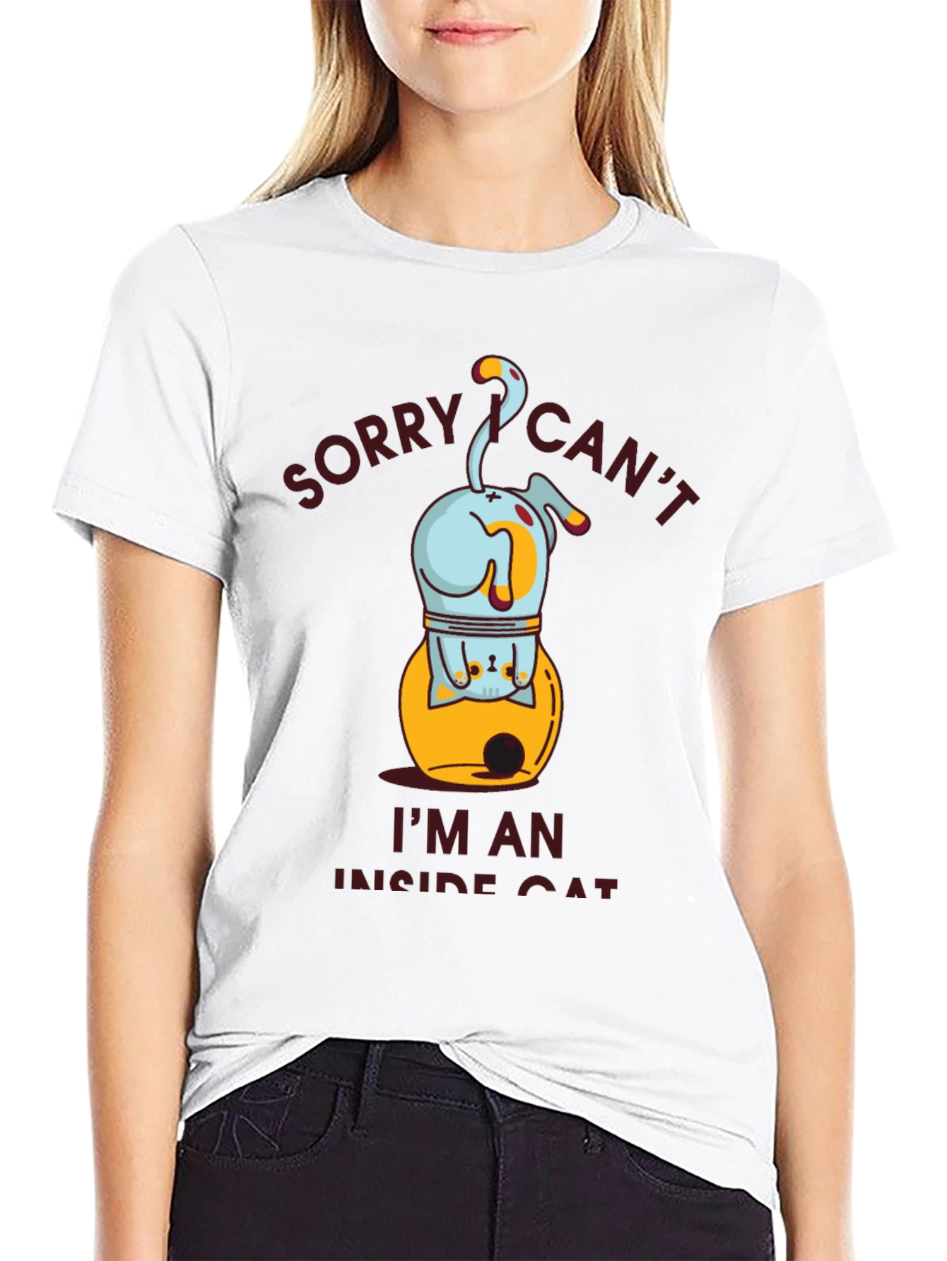 Funny Inside Cat Graphic T-Shirt