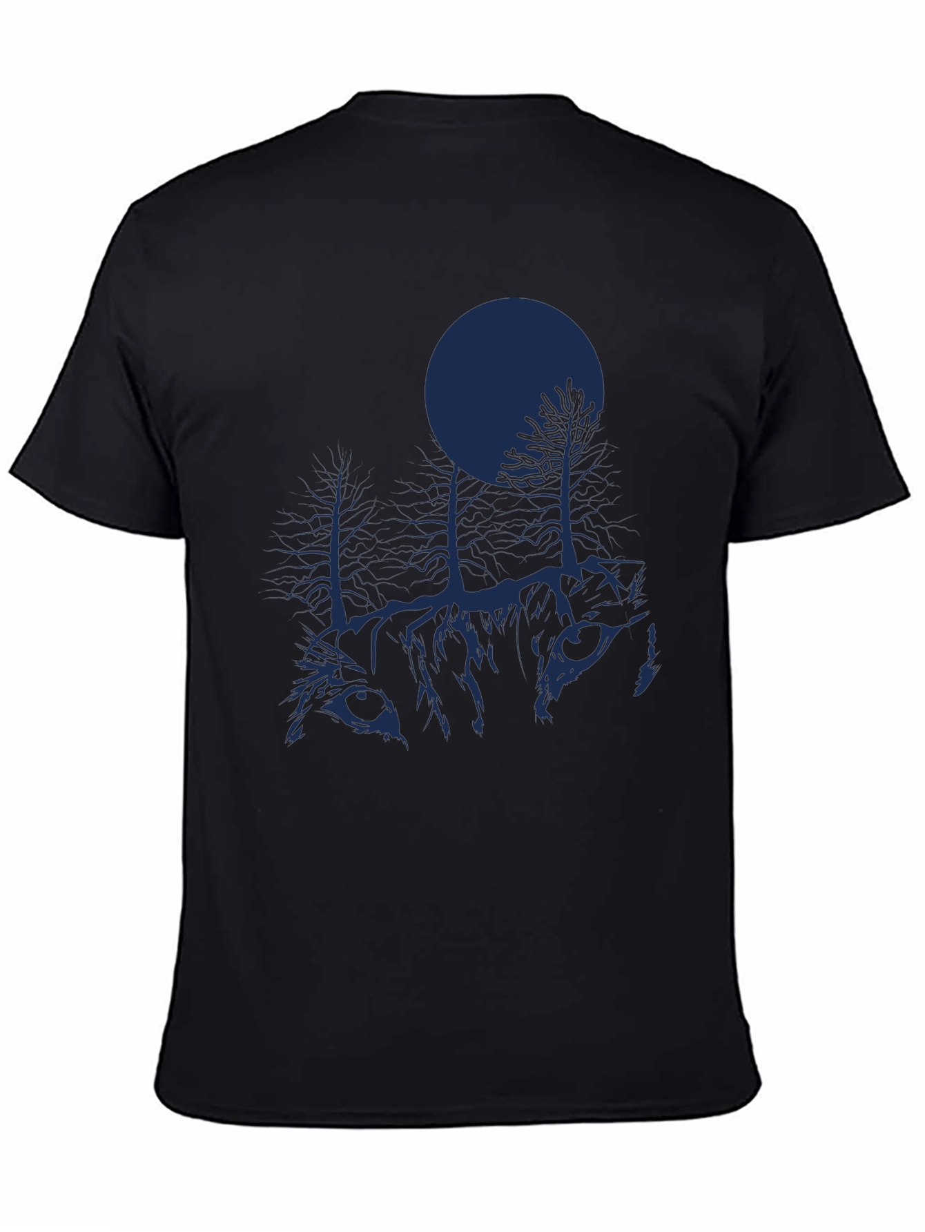 Nature Wolf Graphic T-Shirt - Black