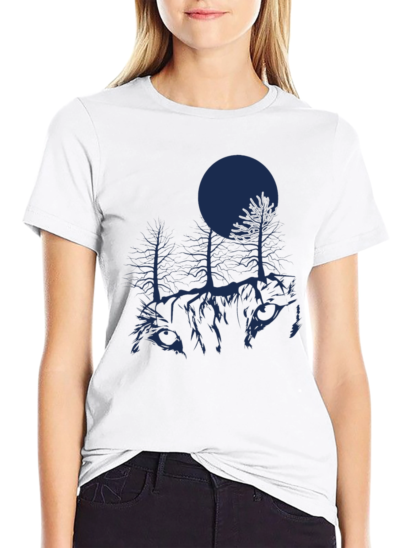Nature Wolf Graphic T-Shirt - Black