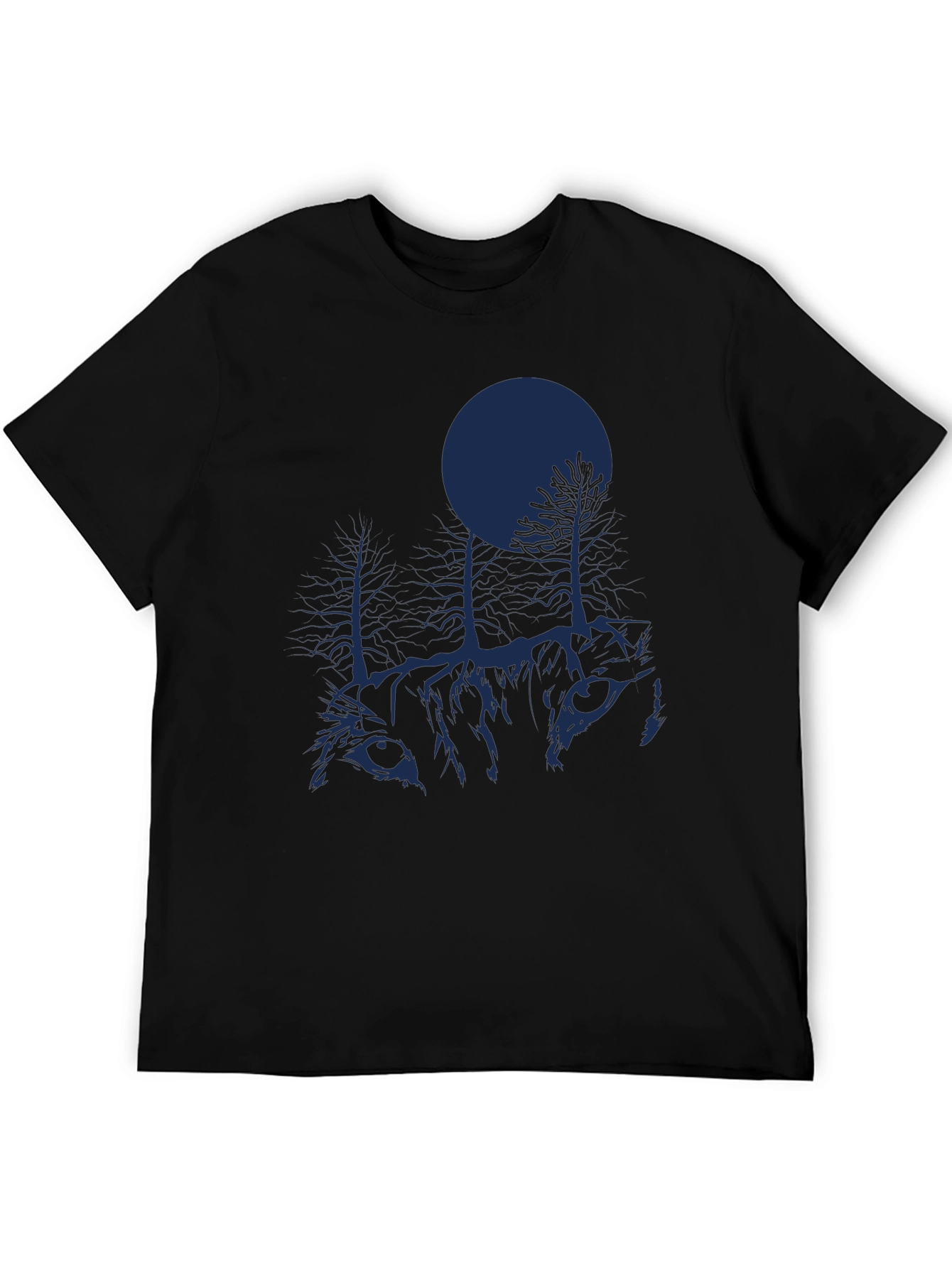 Nature Wolf Graphic T-Shirt - Black