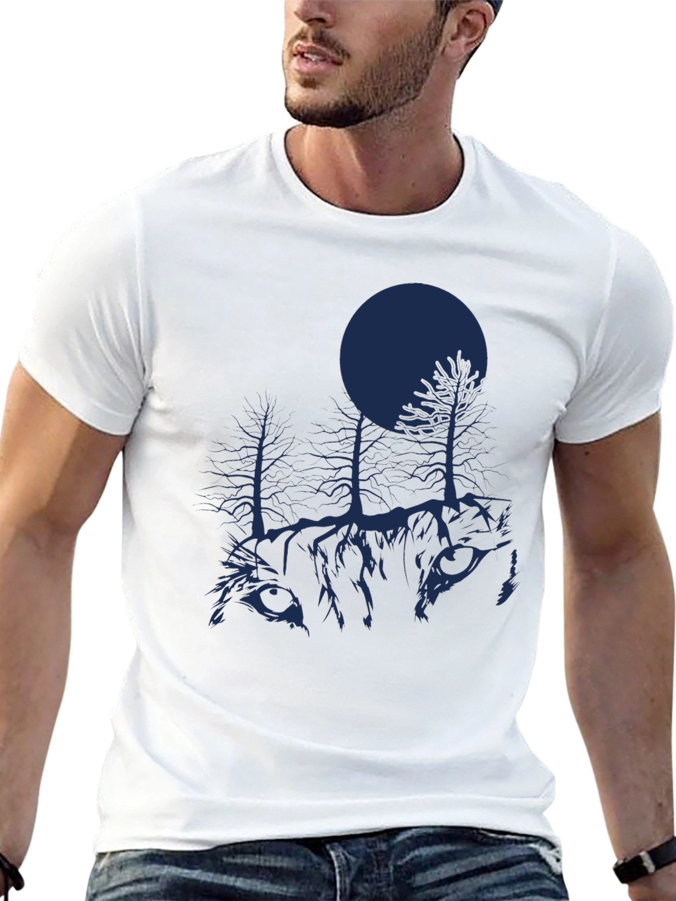 Nature Wolf Graphic T-Shirt - Black
