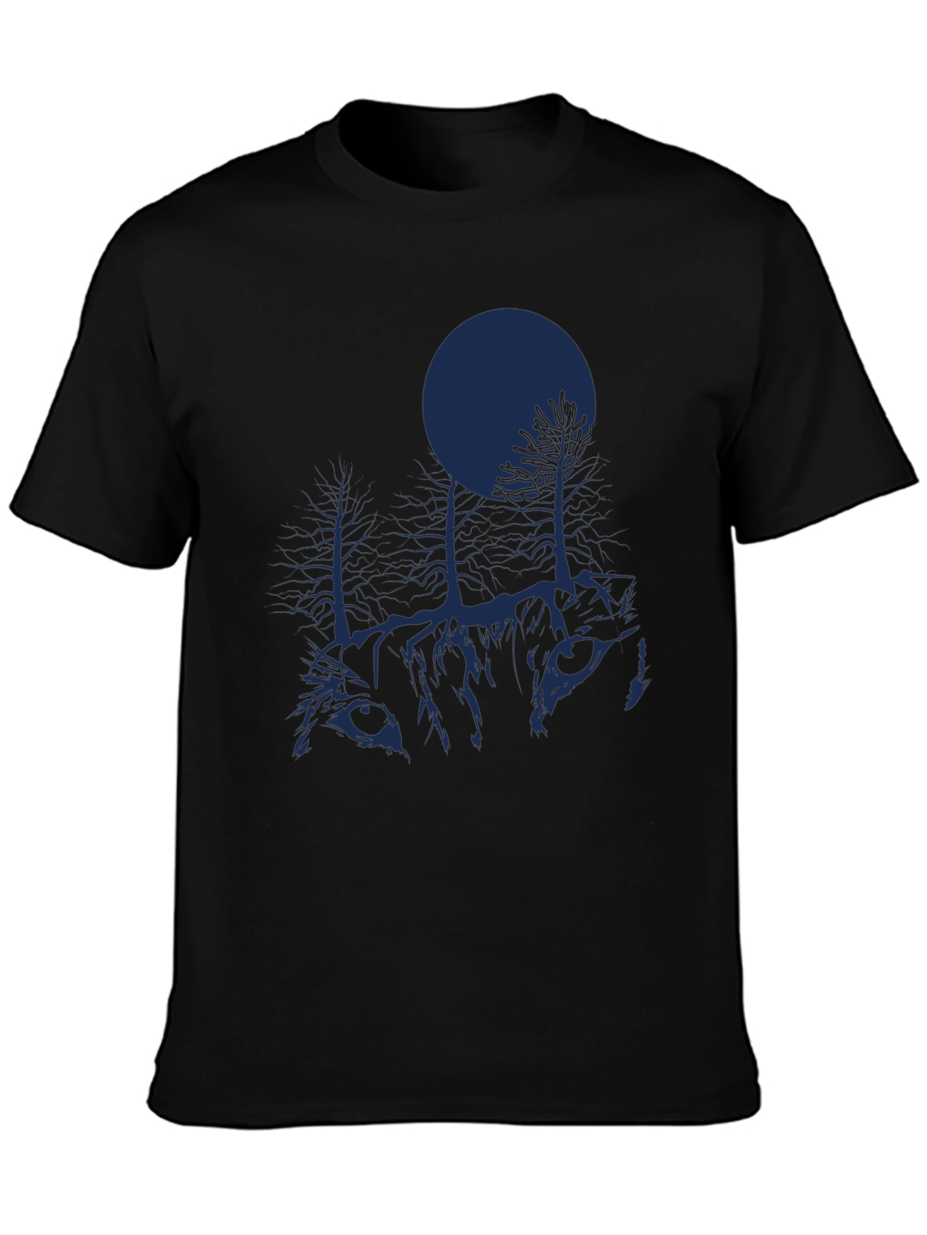 Nature Wolf Graphic T-Shirt - Black