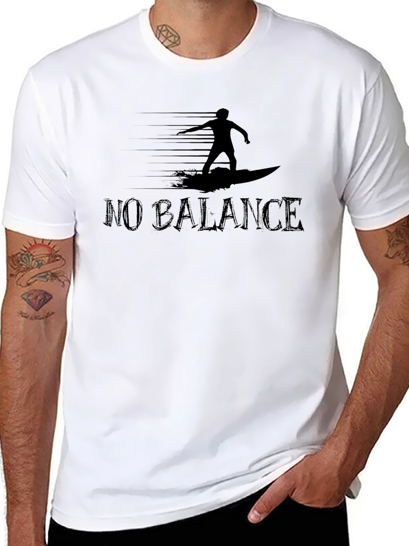 No Balance Surfer Graphic Tee - Cool Black T-Shirt