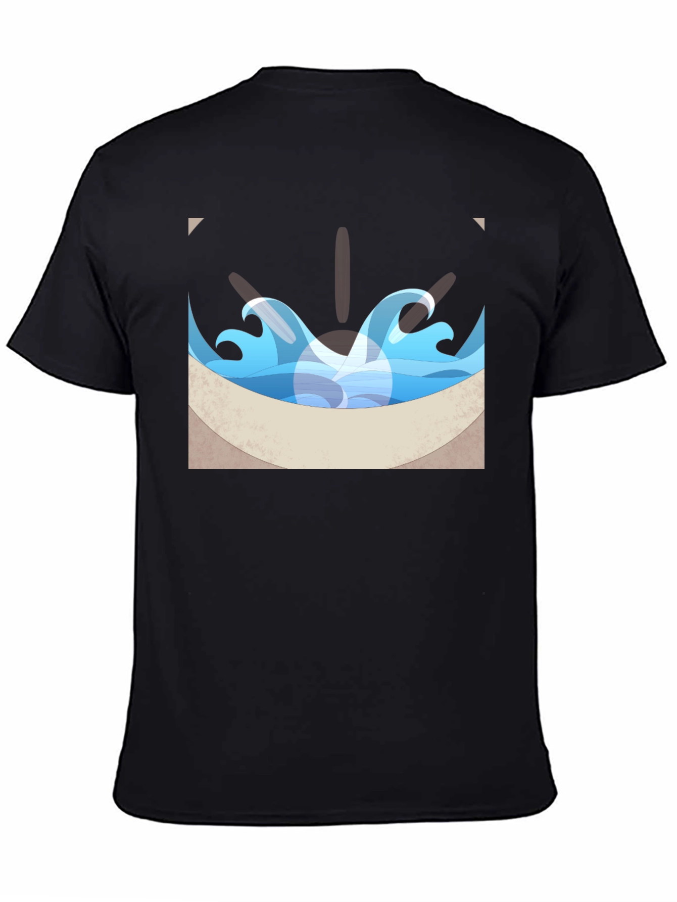 Ocean Wave Graphic Tee - Black Cotton Blend