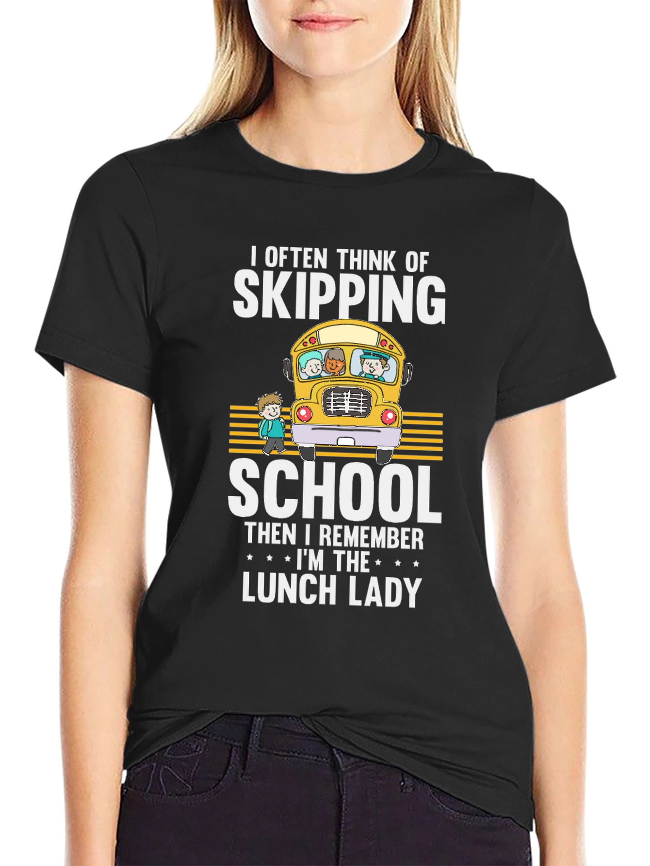 Lunch Lady T-Shirt - School Bus Design