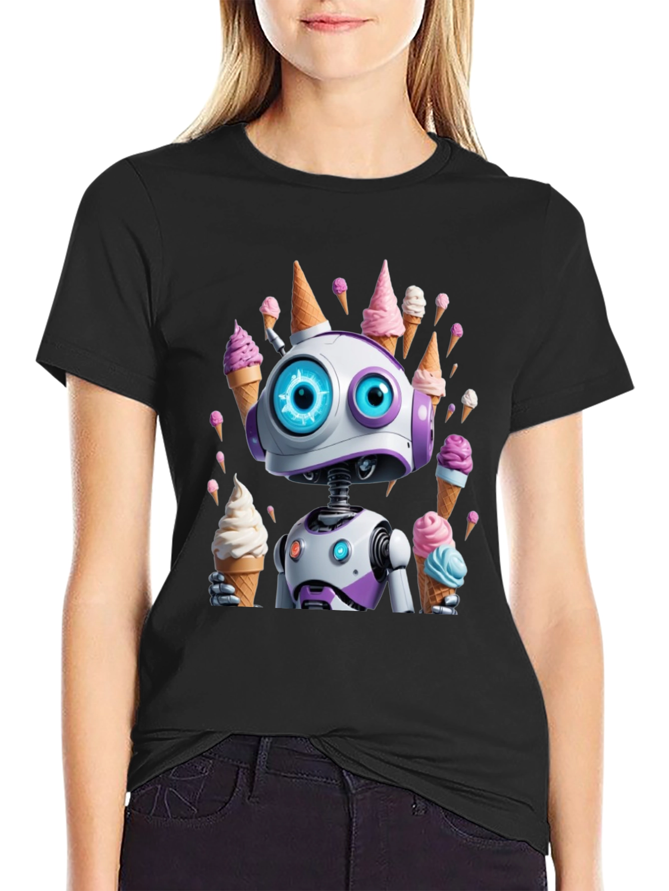 Robot Ice Cream T-Shirt - Fun & Unique Design