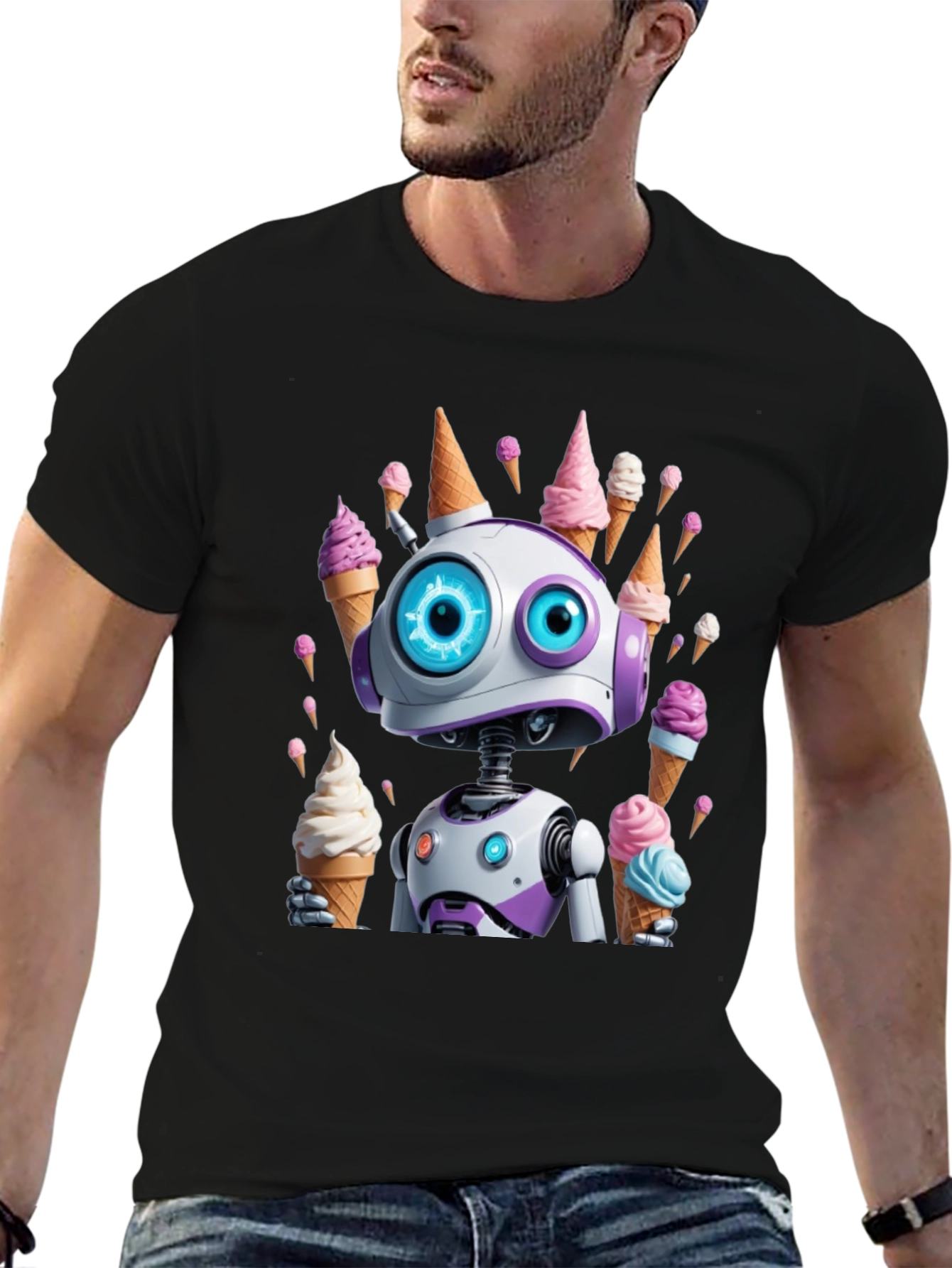 Robot Ice Cream T-Shirt - Fun & Unique Design