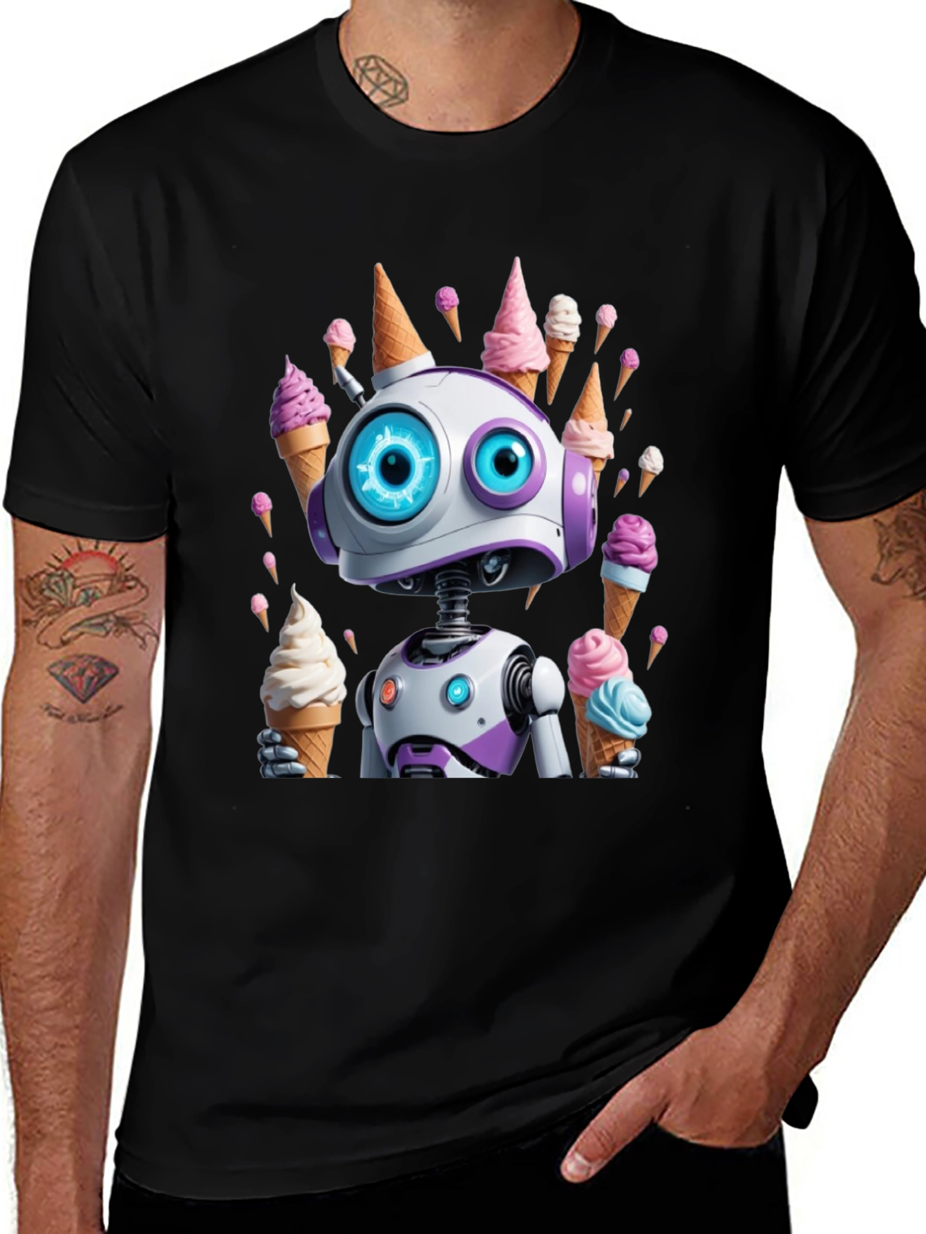 Robot Ice Cream T-Shirt - Fun & Unique Design
