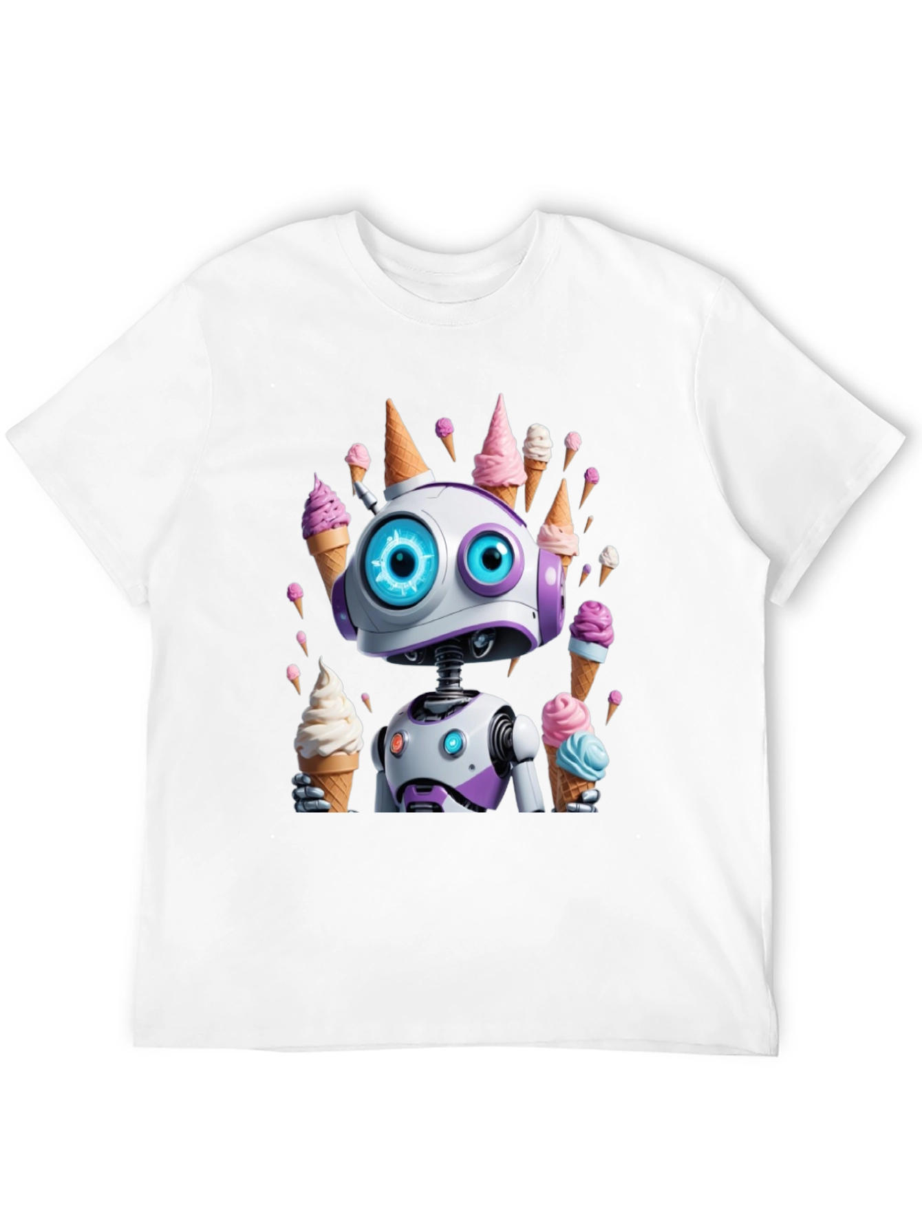 Robot Ice Cream T-Shirt - Fun & Unique Design