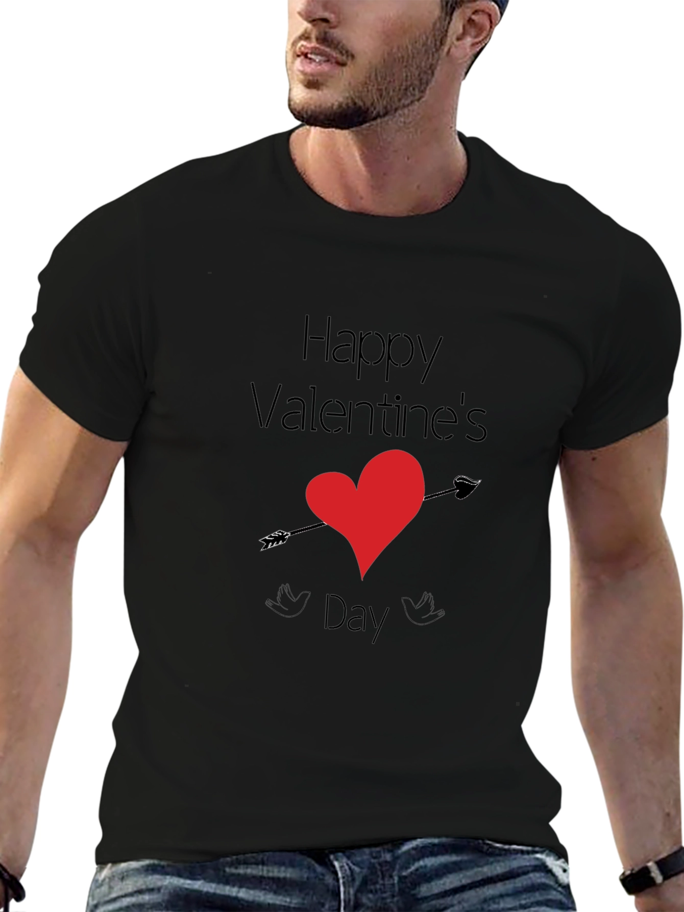 Happy Valentines Day Arrow Heart Graphic Tee