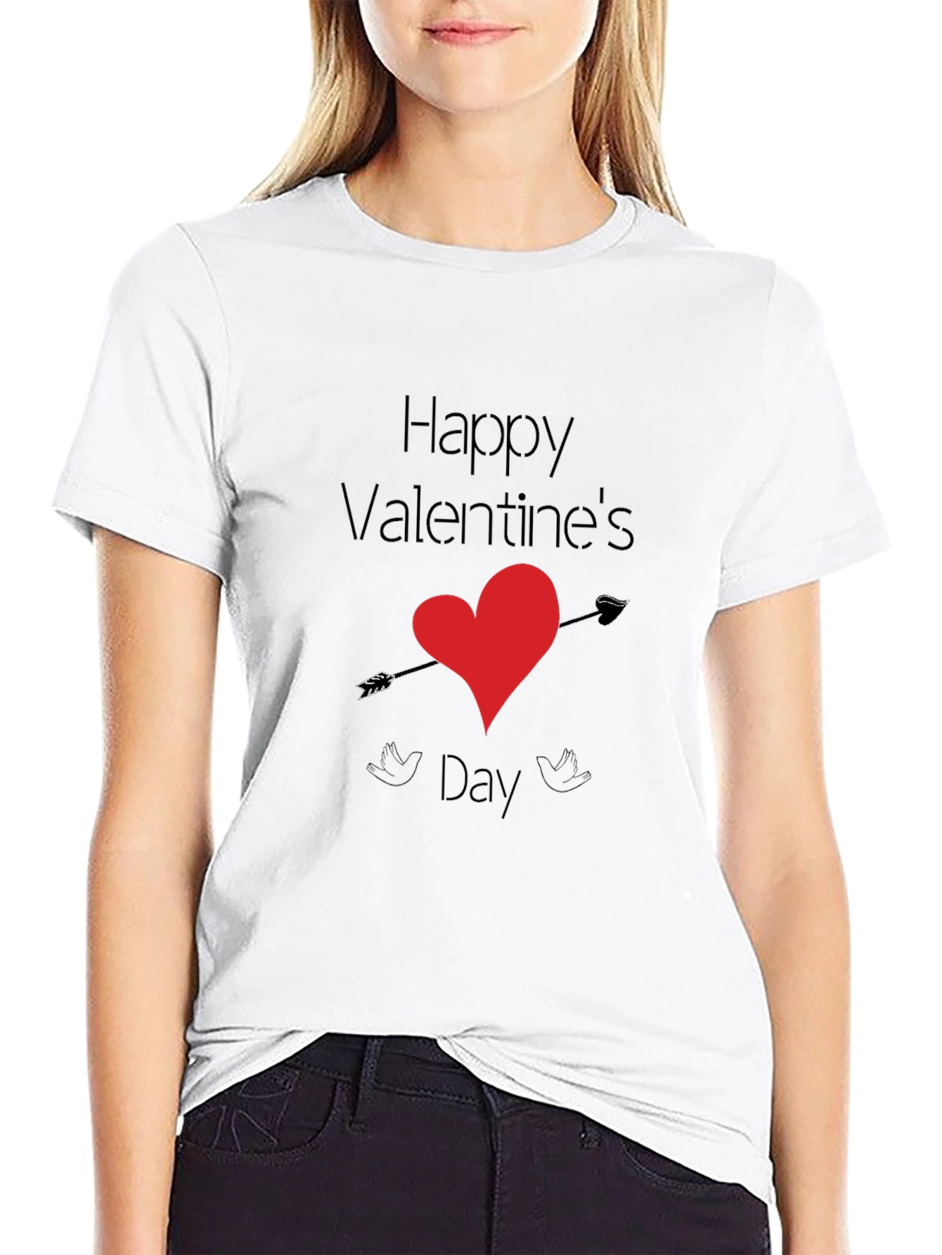 Happy Valentines Day Arrow Heart Graphic Tee
