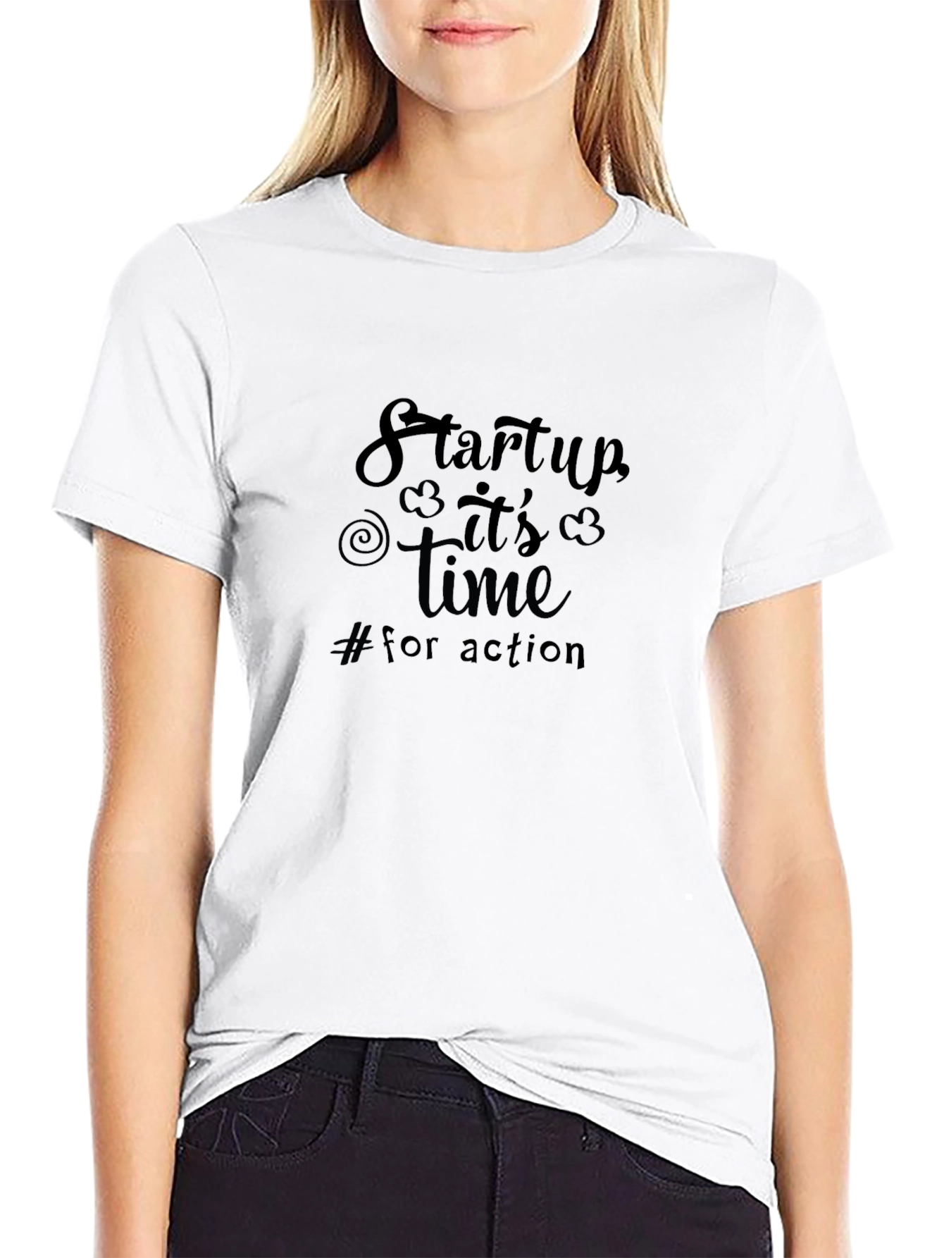 Startup Its Time T-Shirt - Black Cotton Blend