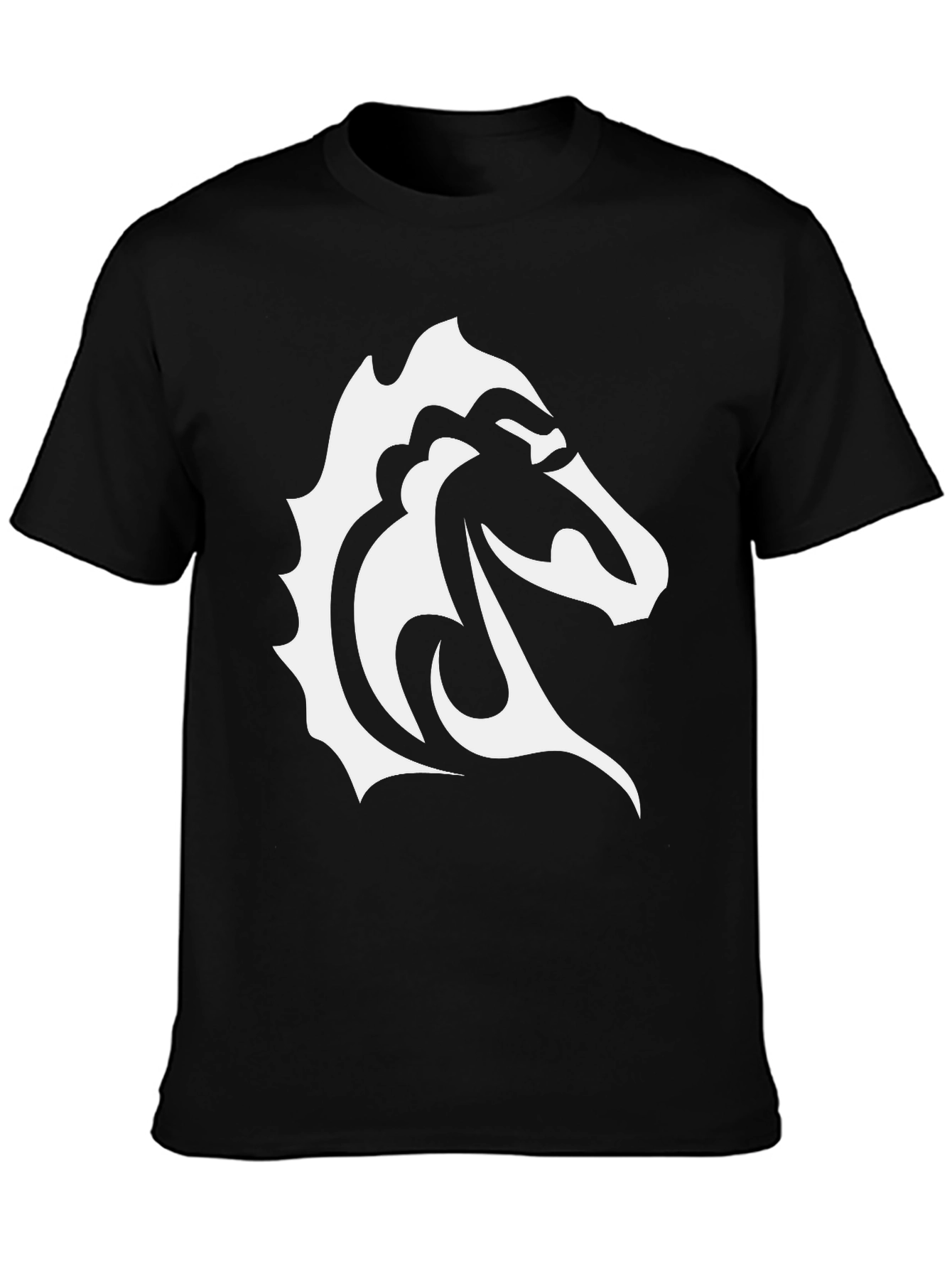 Black Tee with Tribal Horse Graphic