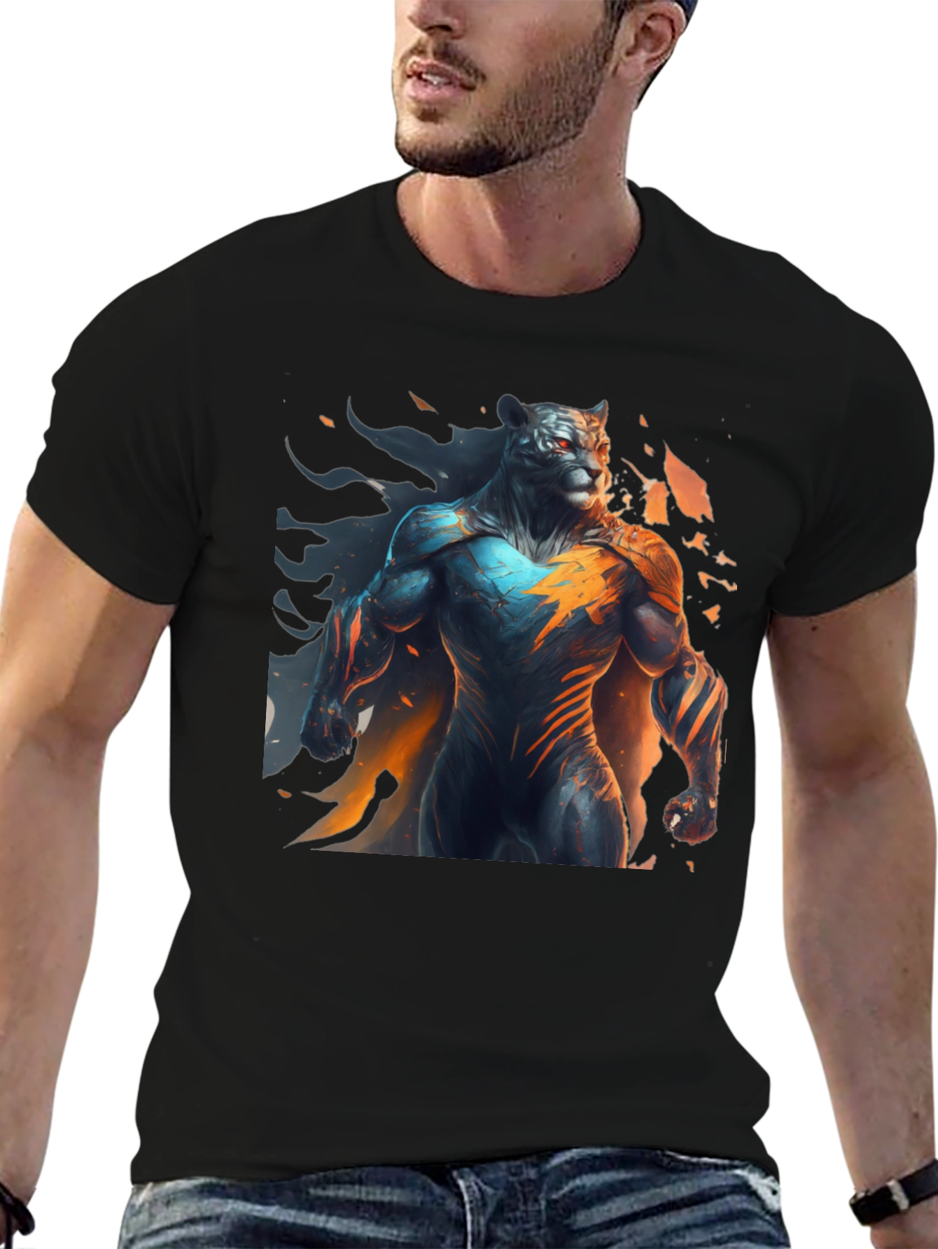 Panther Superhero Graphic Print T-Shirt