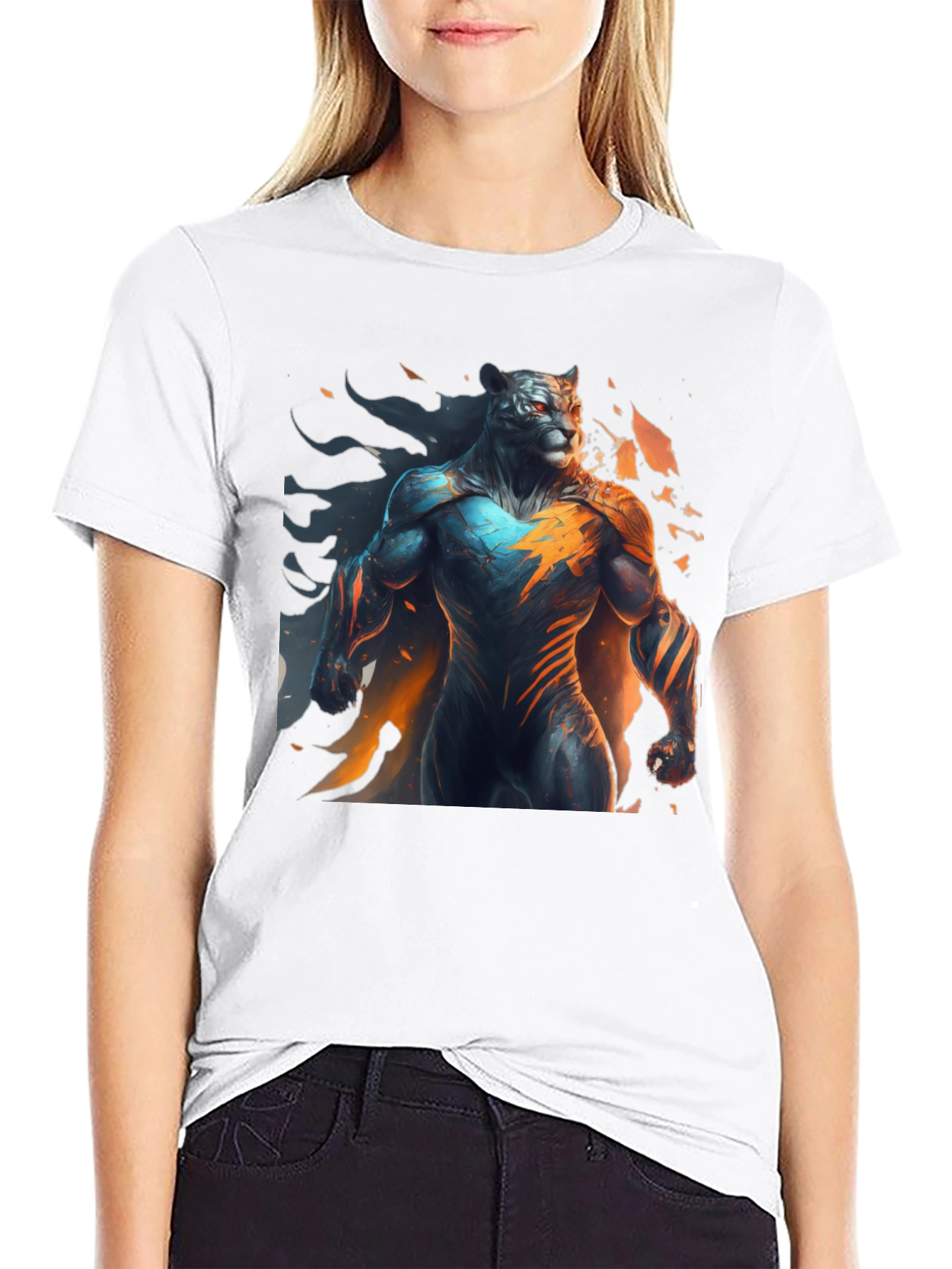 Panther Superhero Graphic Print T-Shirt