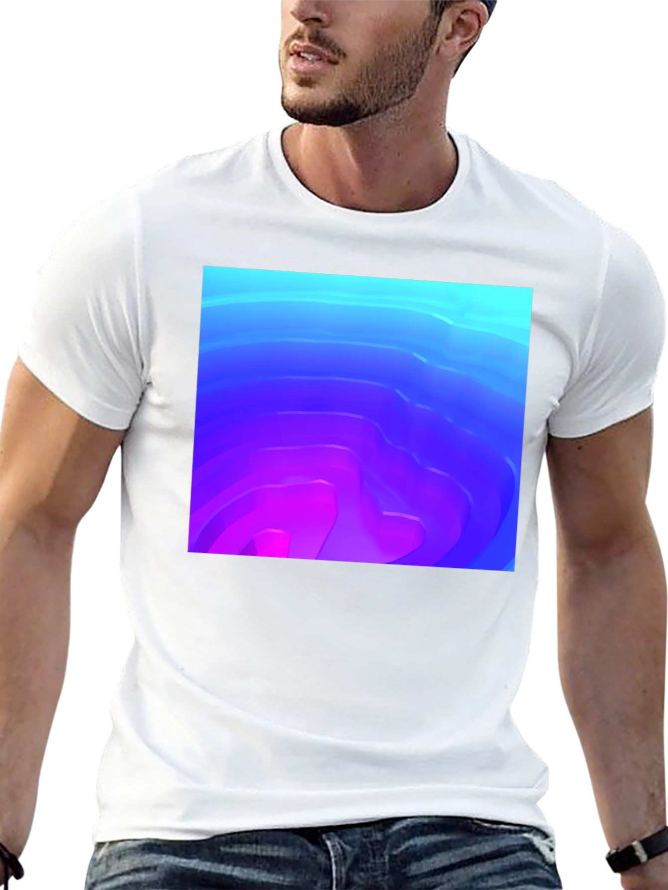 Abstract Gradient Graphic Black T-Shirt