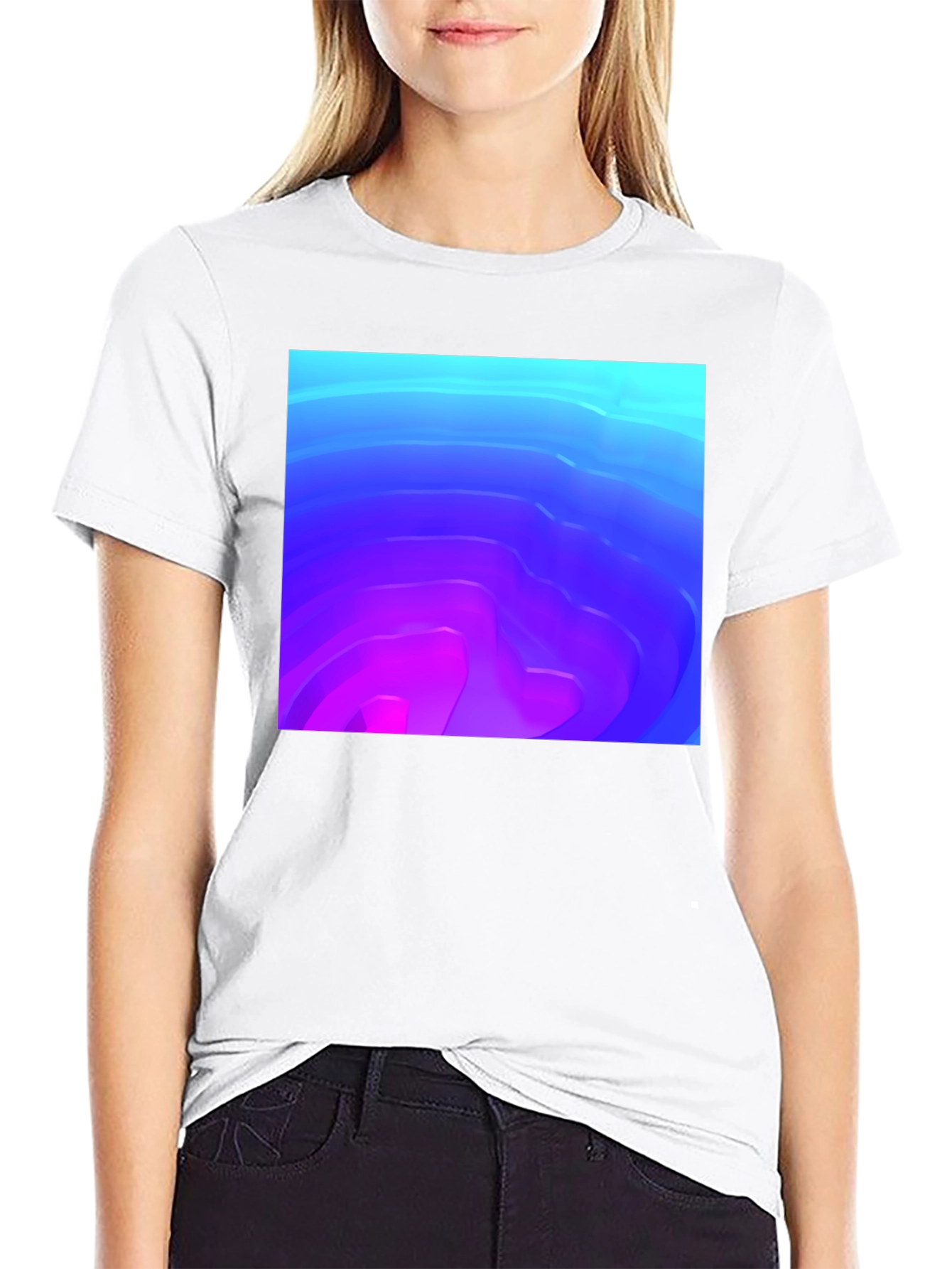 Abstract Gradient Graphic Black T-Shirt