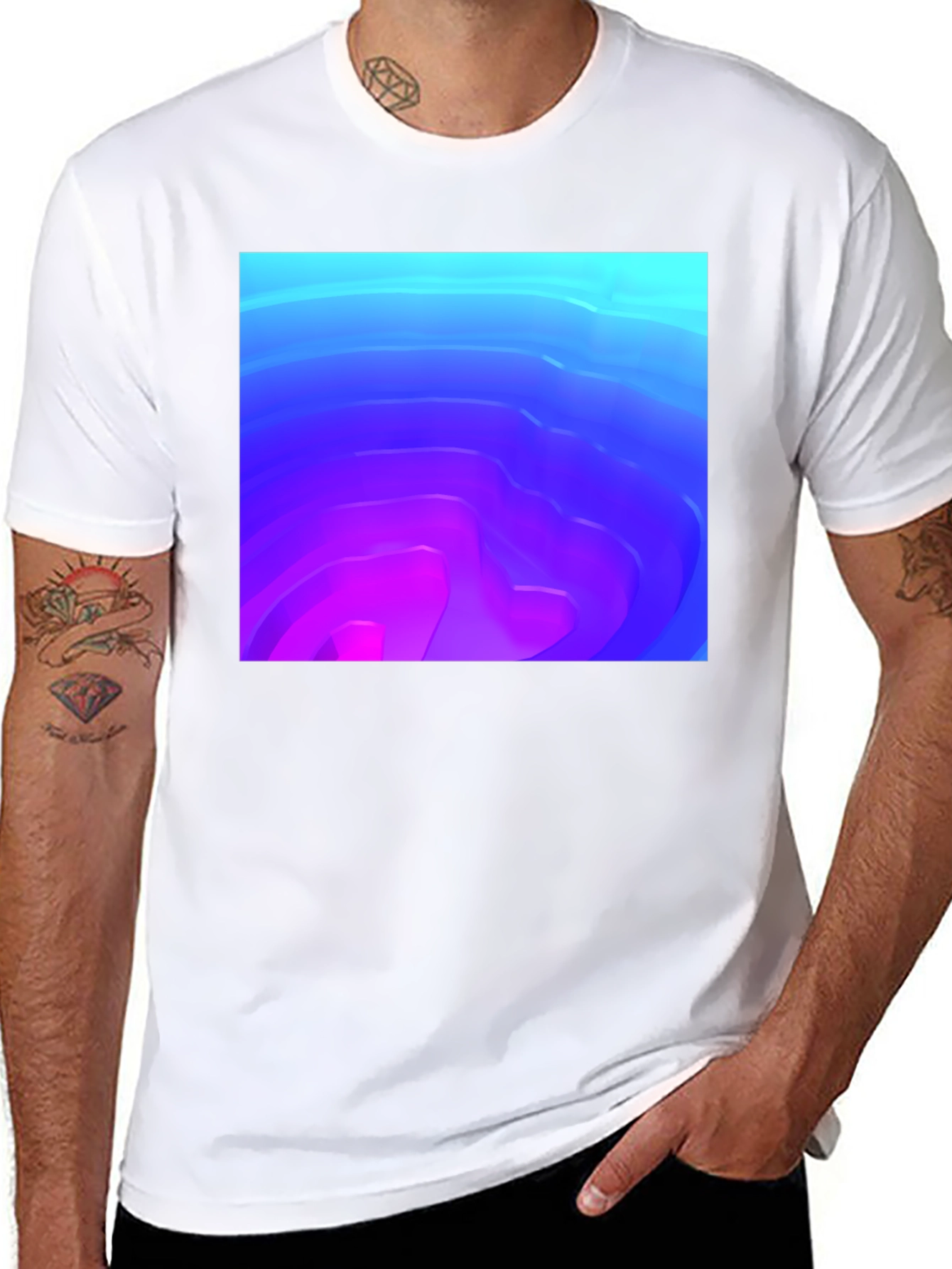 Abstract Gradient Graphic Black T-Shirt