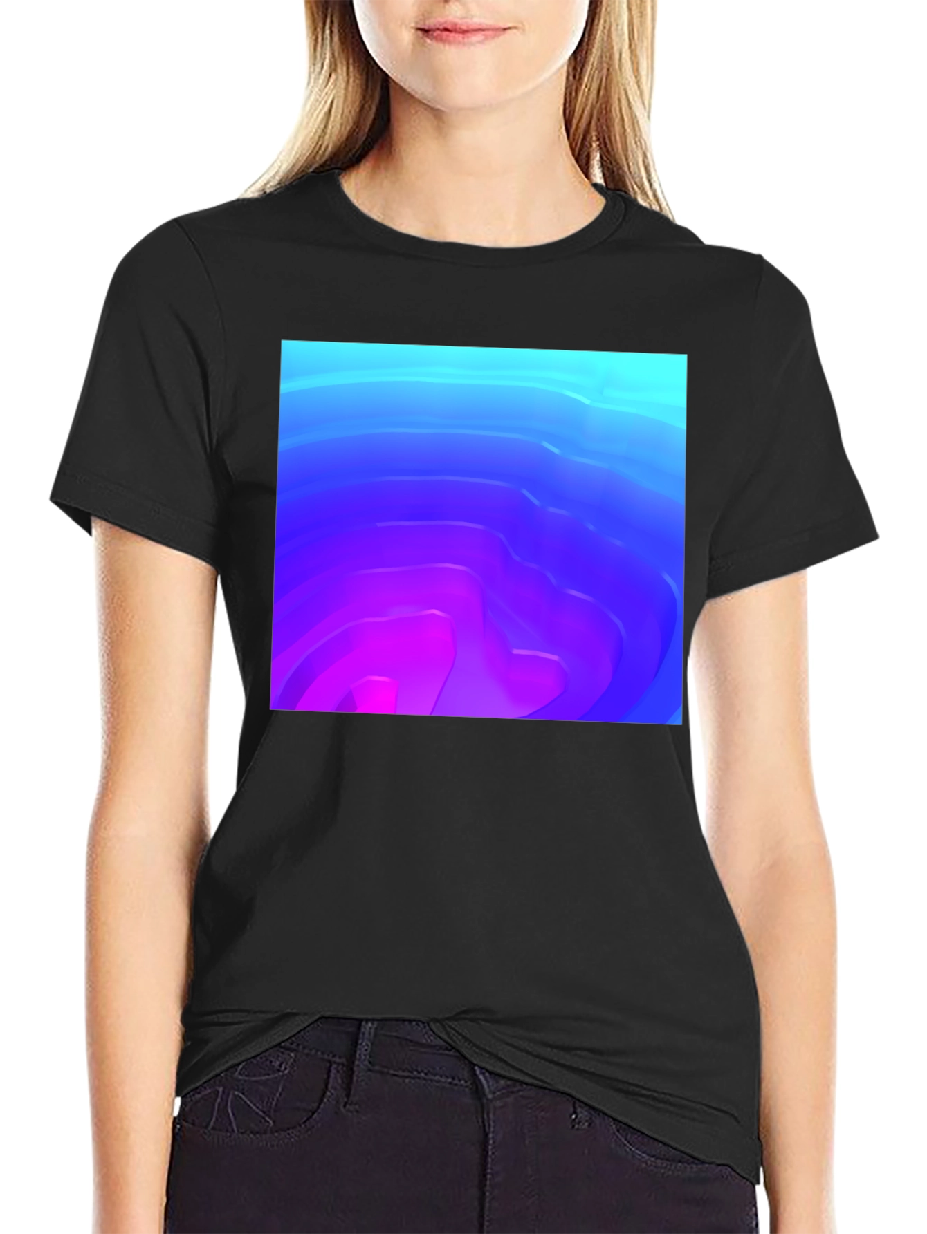 Abstract Gradient Graphic Black T-Shirt