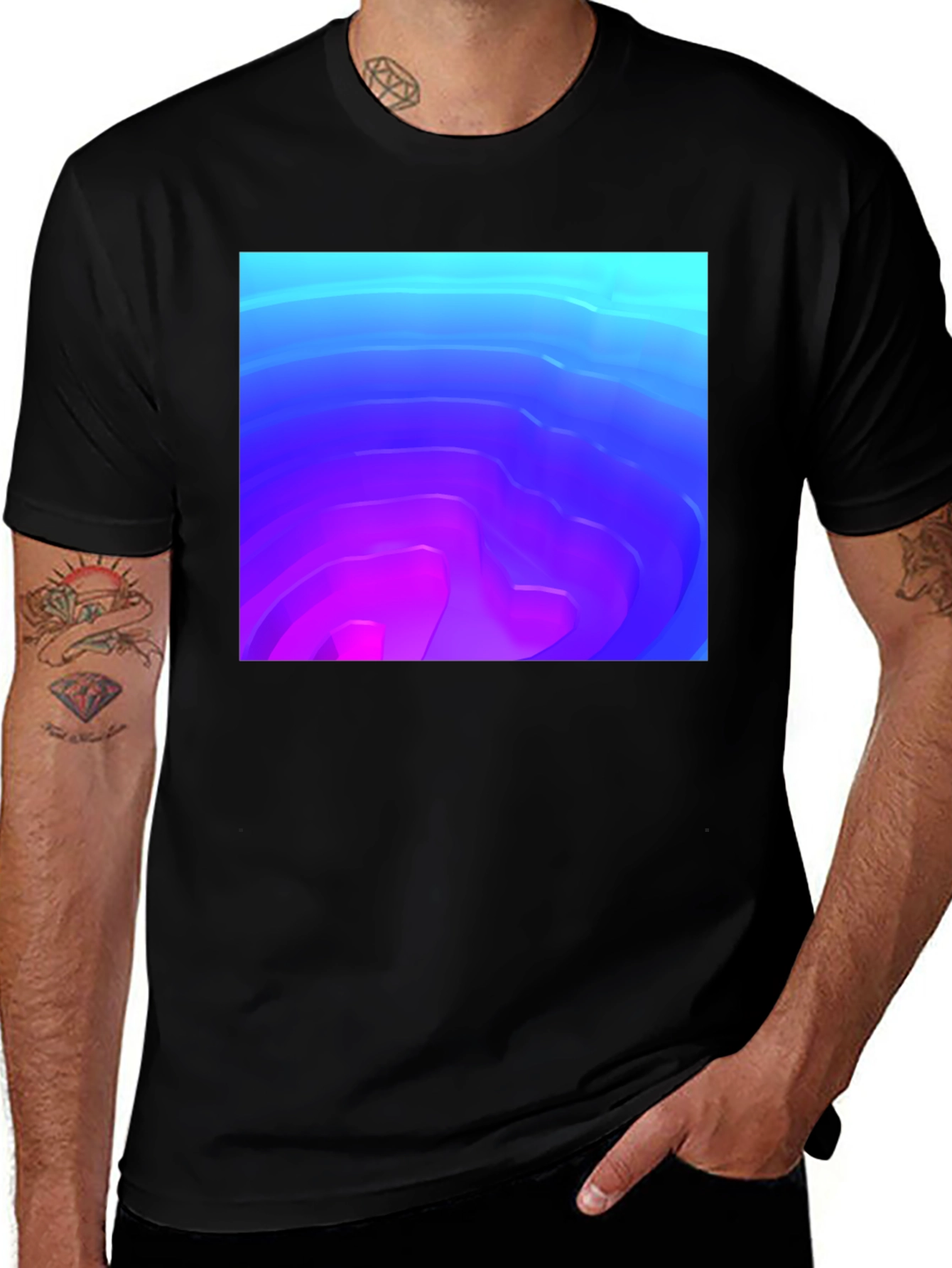 Abstract Gradient Graphic Black T-Shirt
