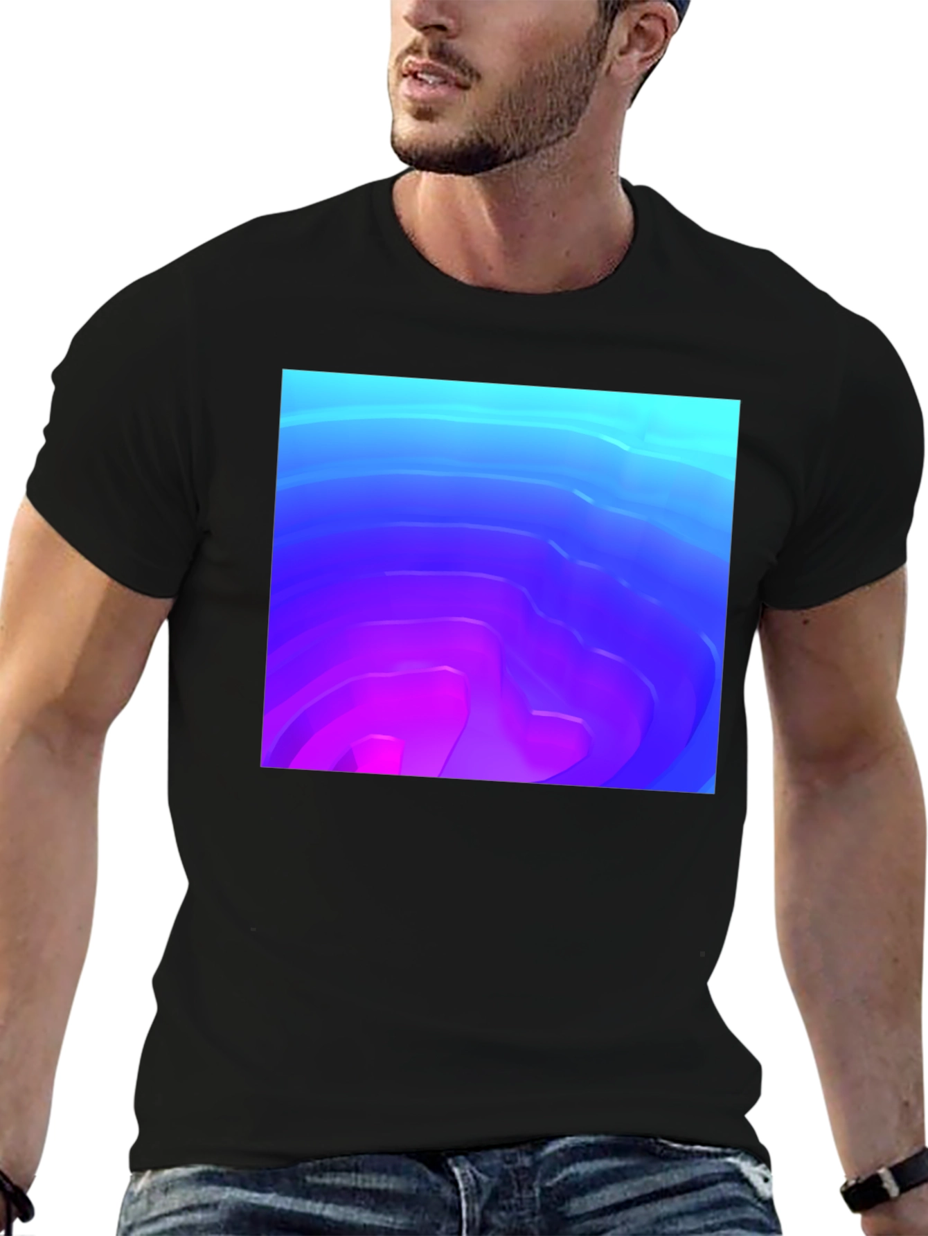 Abstract Gradient Graphic Black T-Shirt