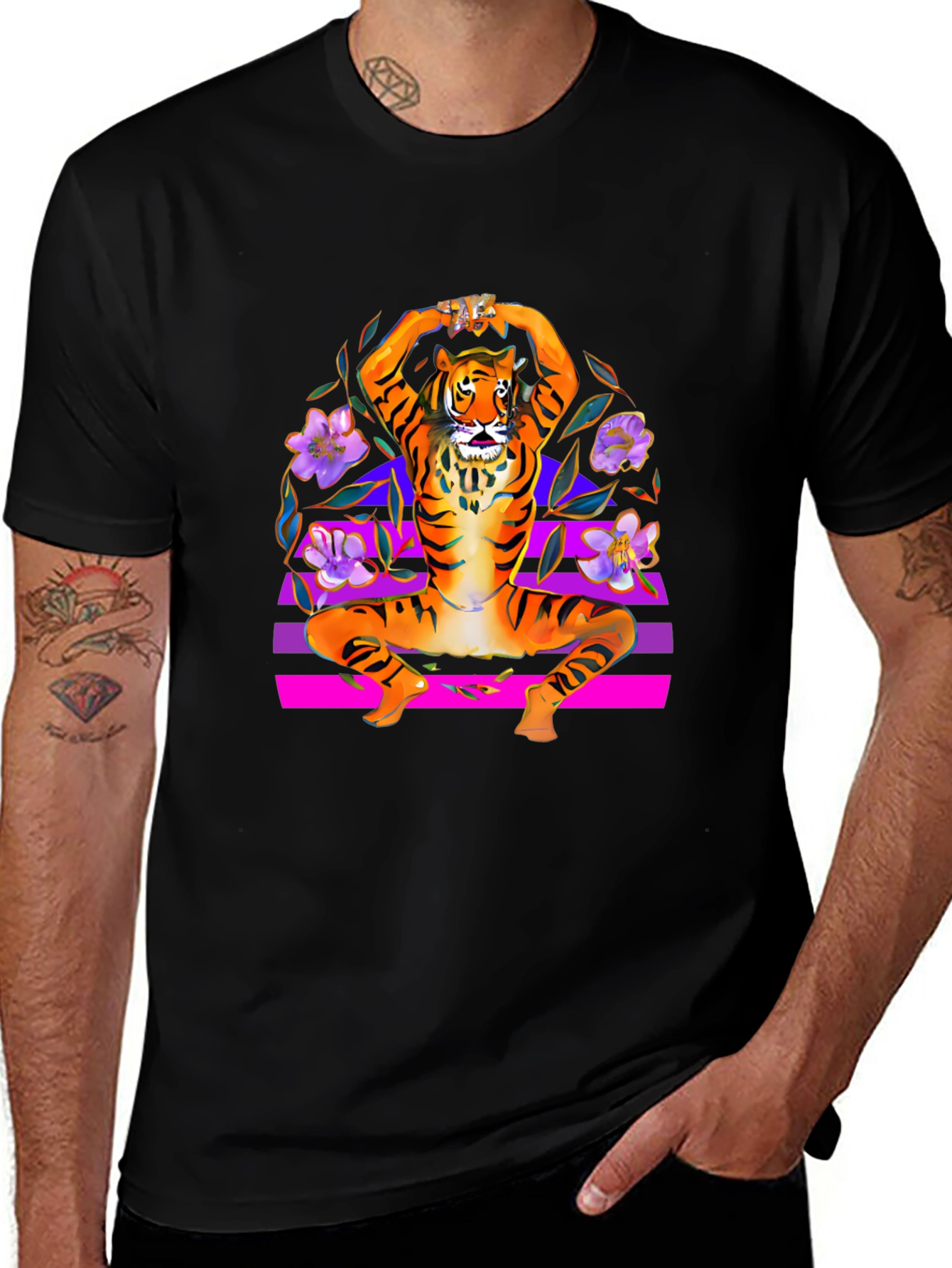 Tiger Pose Black T-Shirt