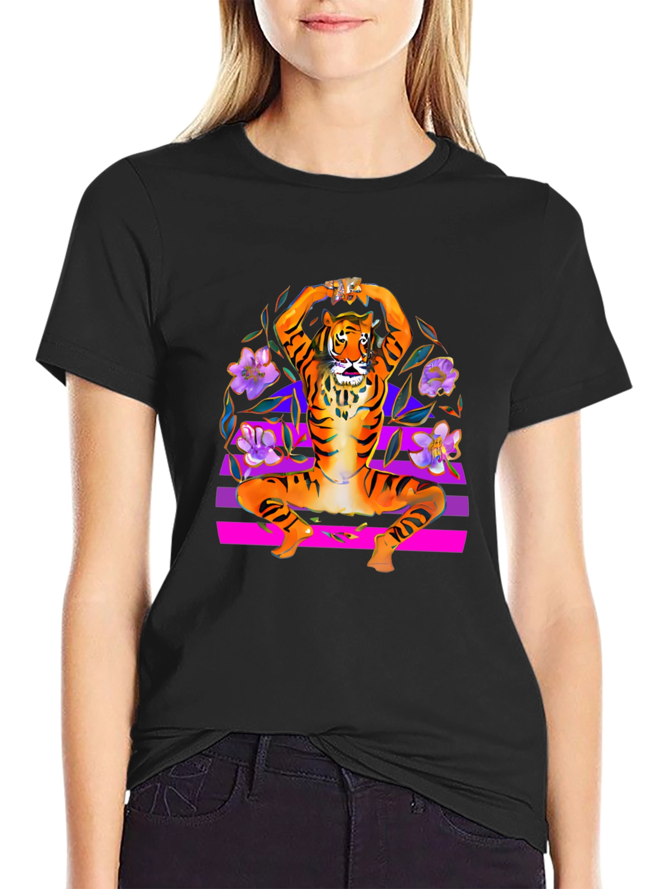 Tiger Pose Black T-Shirt
