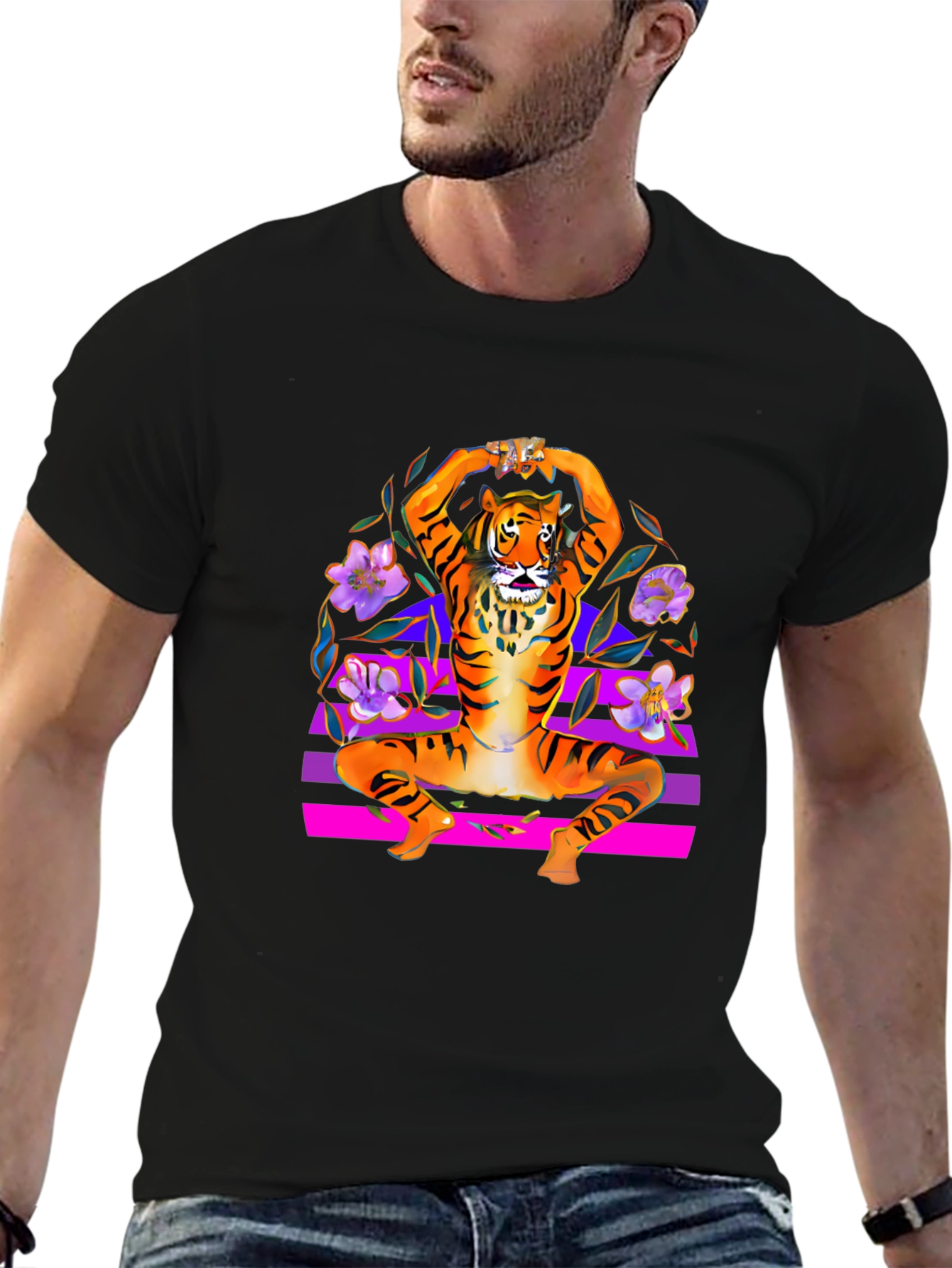 Tiger Pose Black T-Shirt