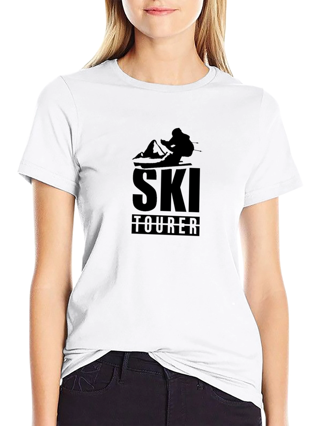Ski Tourer Graphic Tee - Black Cotton T-Shirt