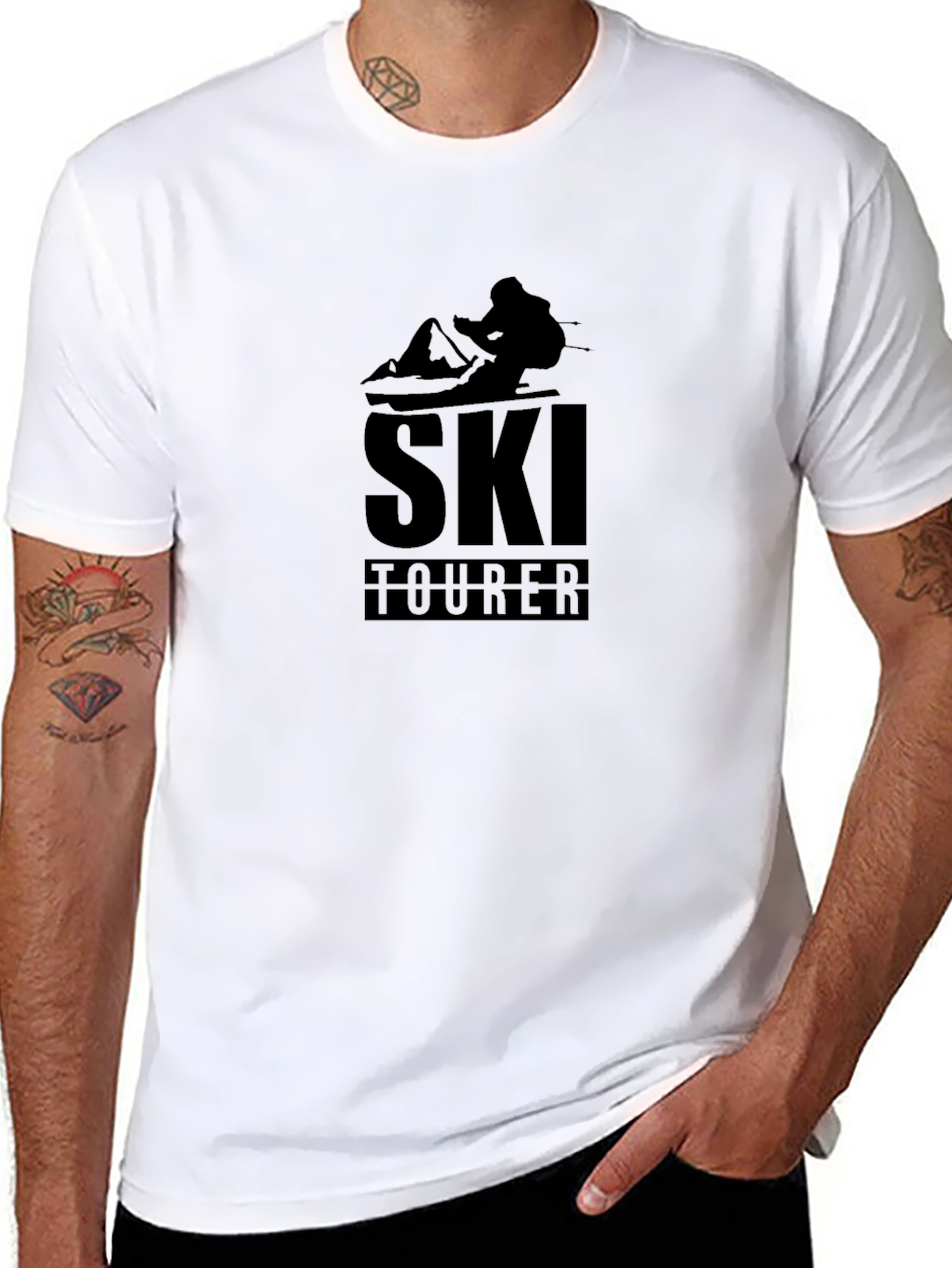 Ski Tourer Graphic Tee - Black Cotton T-Shirt