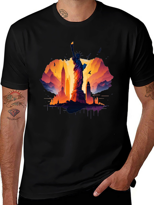 Statue of Liberty Graphic Tee - NYC Skyline T-Shirt