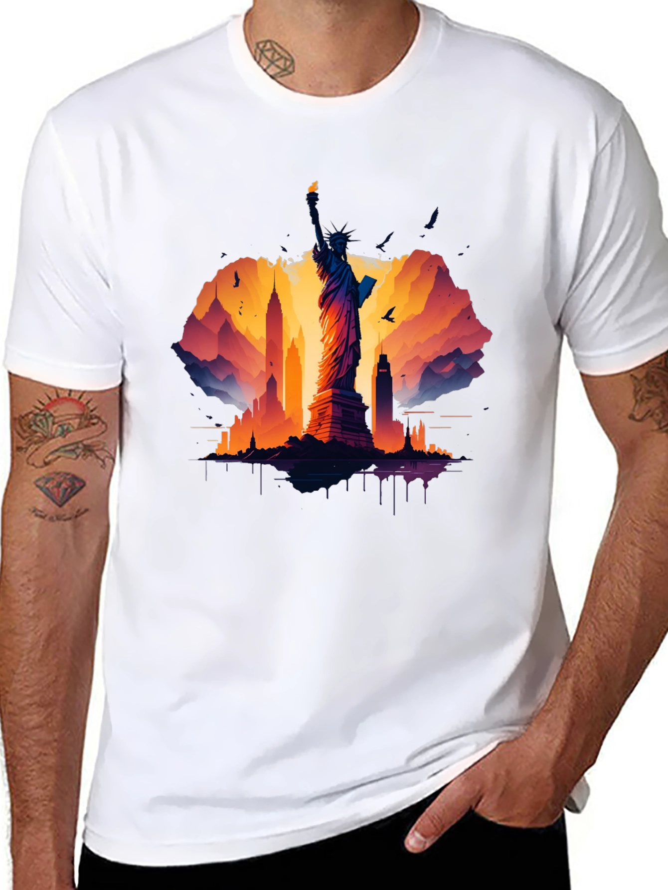 Statue of Liberty Graphic Tee - NYC Skyline T-Shirt