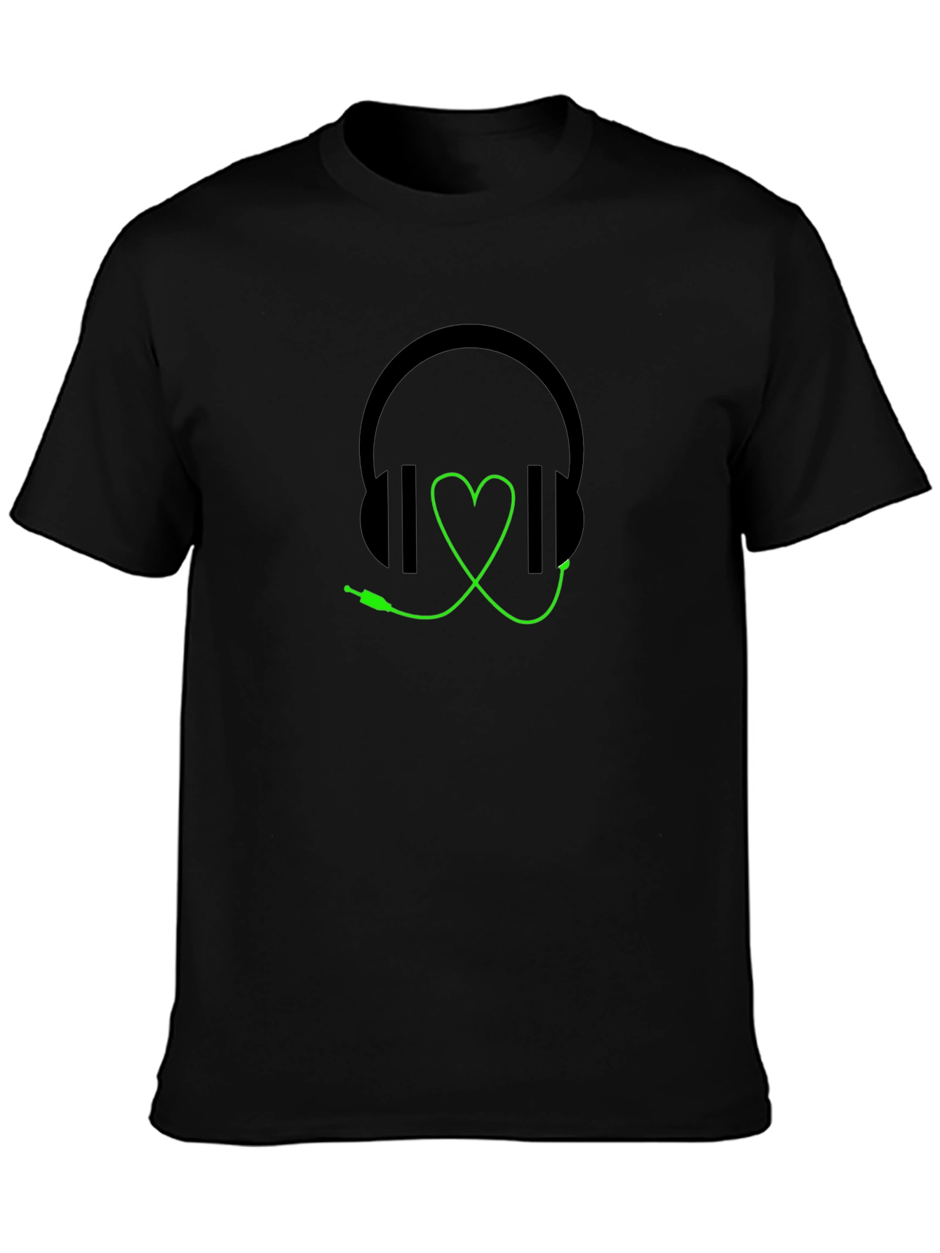 Headphones Heartbeat Graphic Tee - Black
