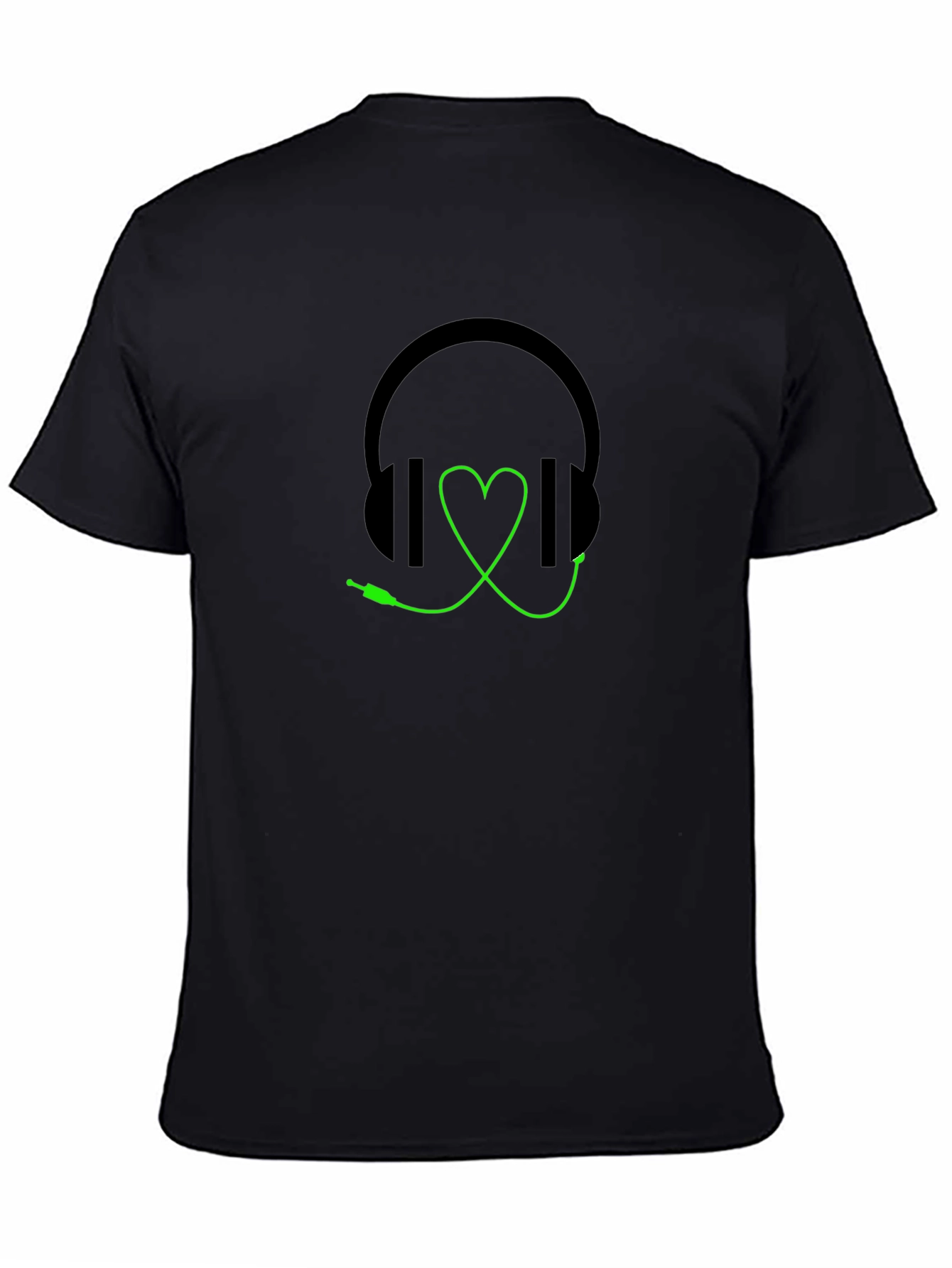 Headphones Heartbeat Graphic Tee - Black
