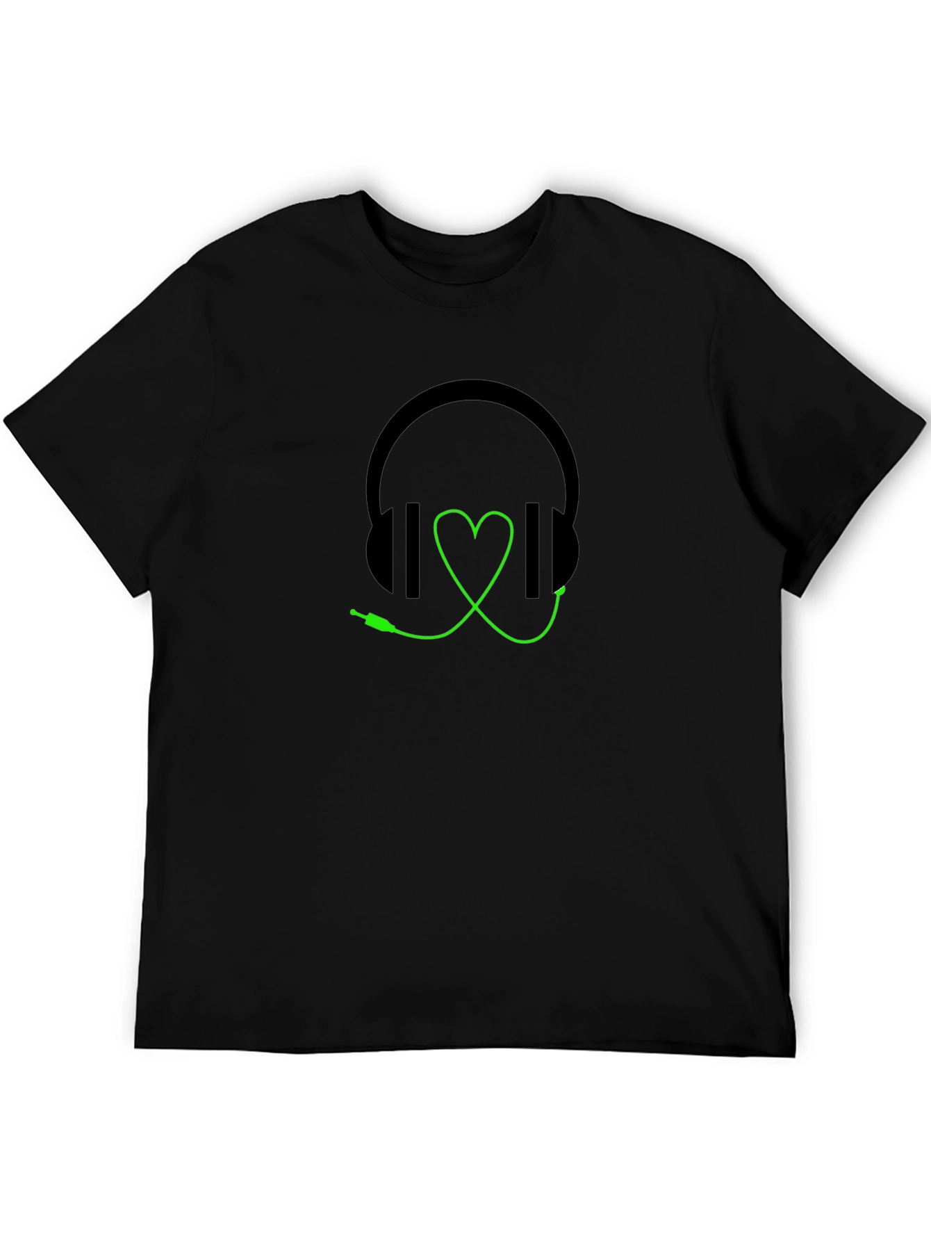 Headphones Heartbeat Graphic Tee - Black
