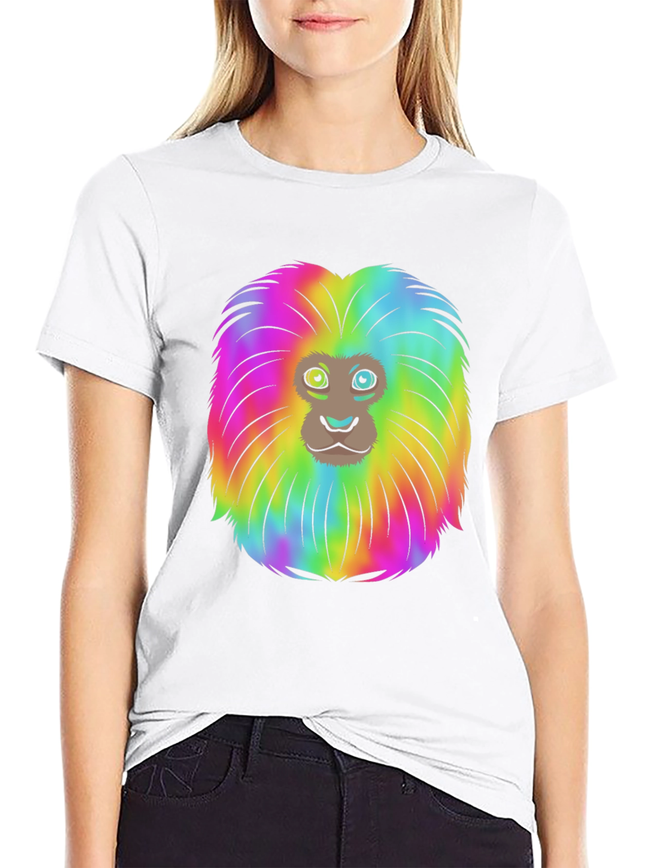 Rainbow Lion Mane Black T-Shirt