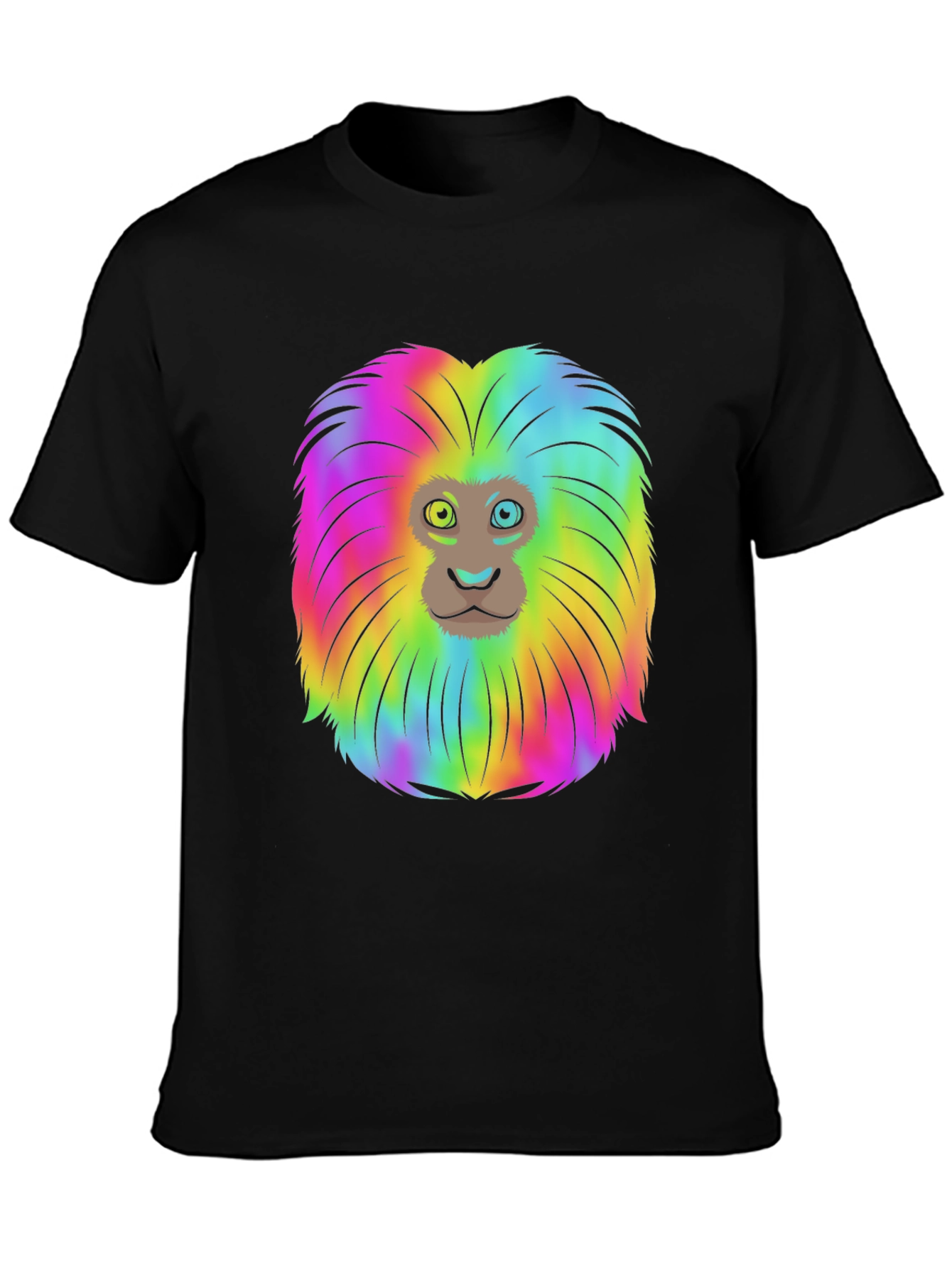 Rainbow Lion Mane Black T-Shirt