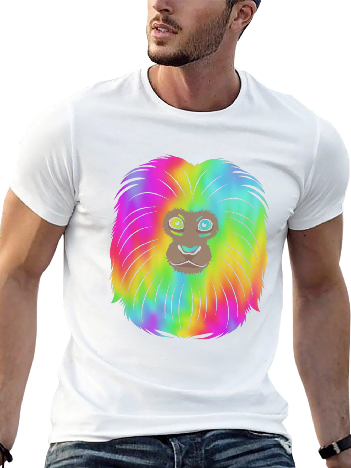 Rainbow Lion Mane Black T-Shirt