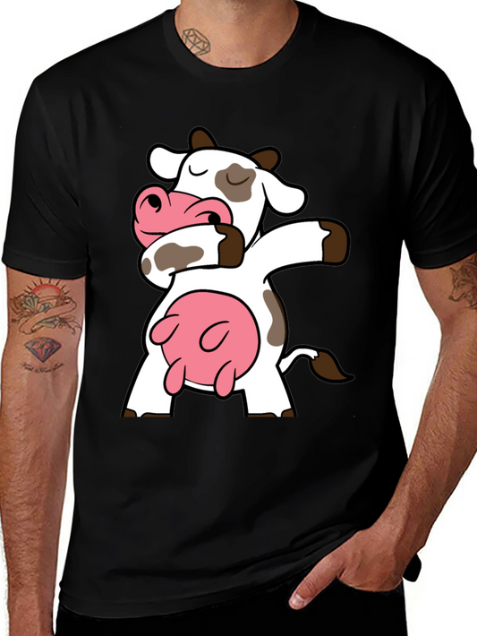 Dabbing Cow Graphic Tee - Funny Cartoon T-Shirt