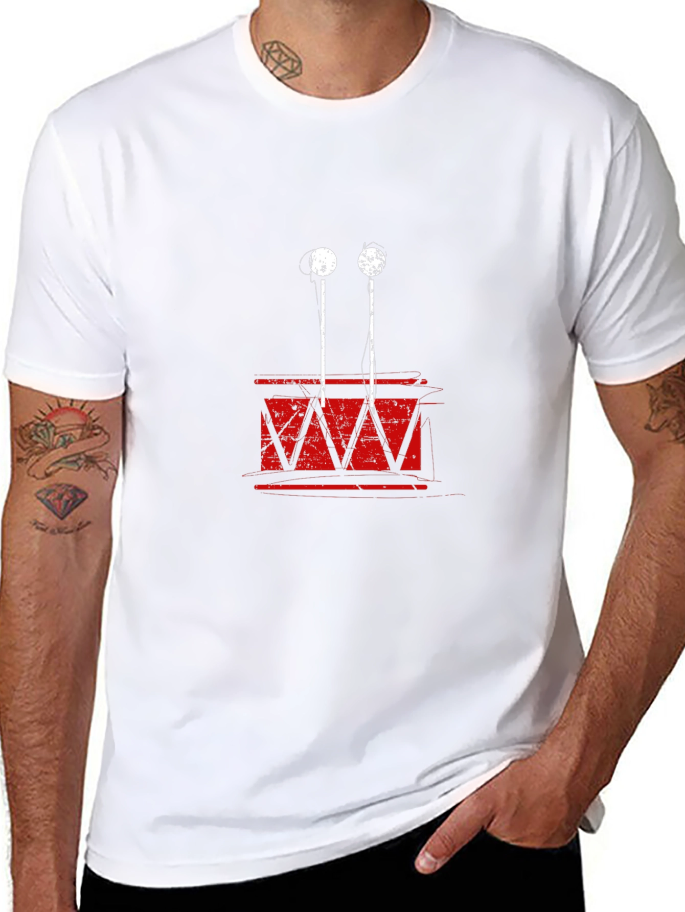 Distressed Drum Graphic Tee - Black