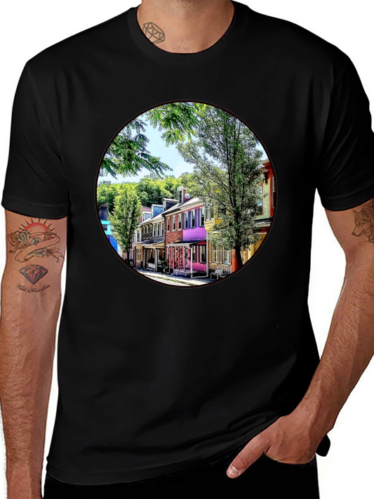 Colorful Houses T-Shirt - Unique Street Design