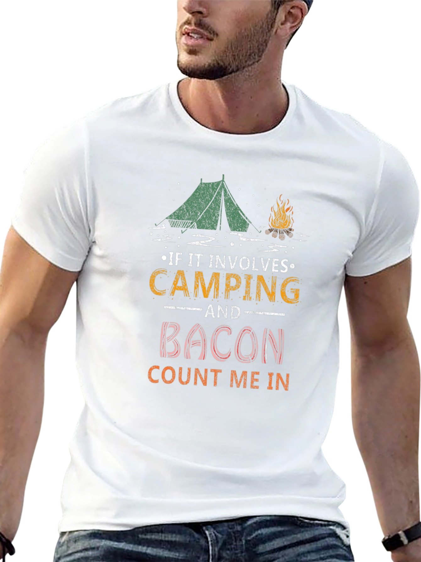 Camping and Bacon Graphic T-Shirt